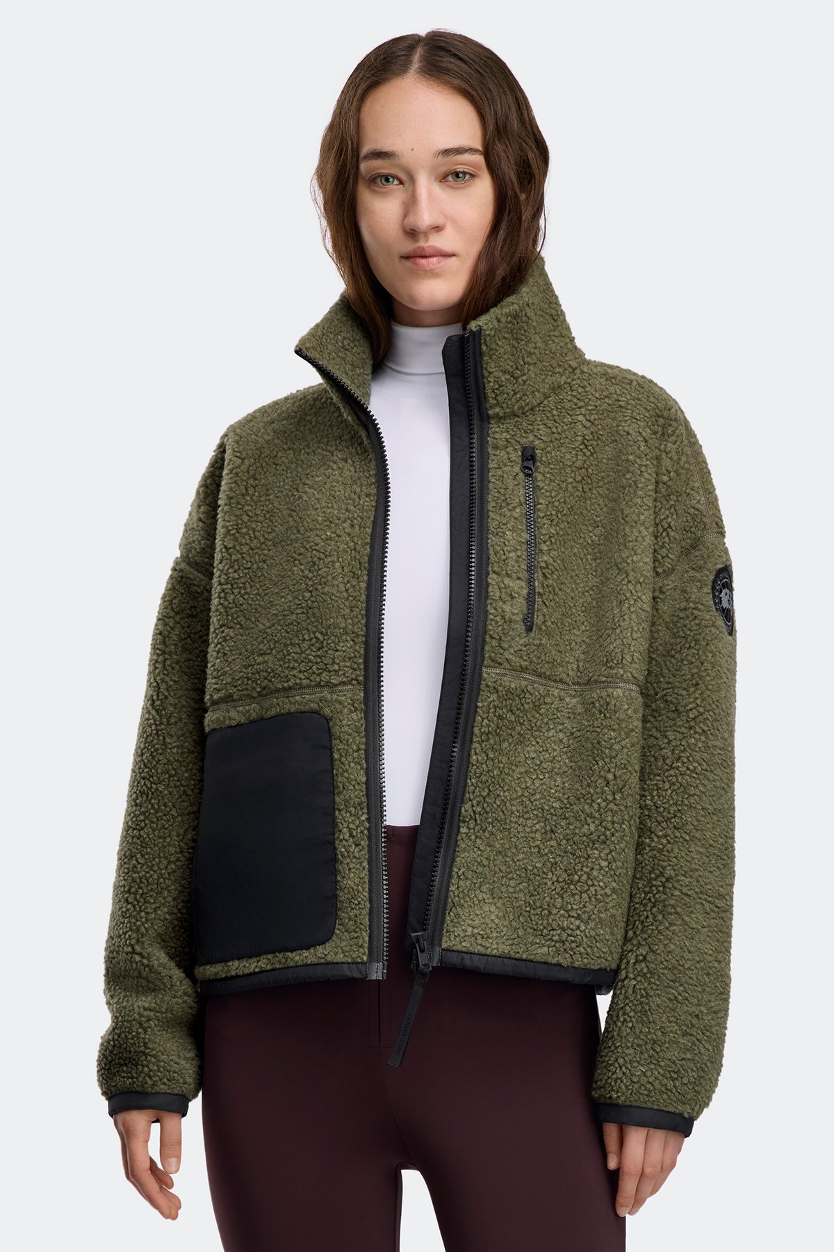 Simcoe Zip Up Fleece Jacket Black Disc - Smokey Sage 9319 - on_front_01