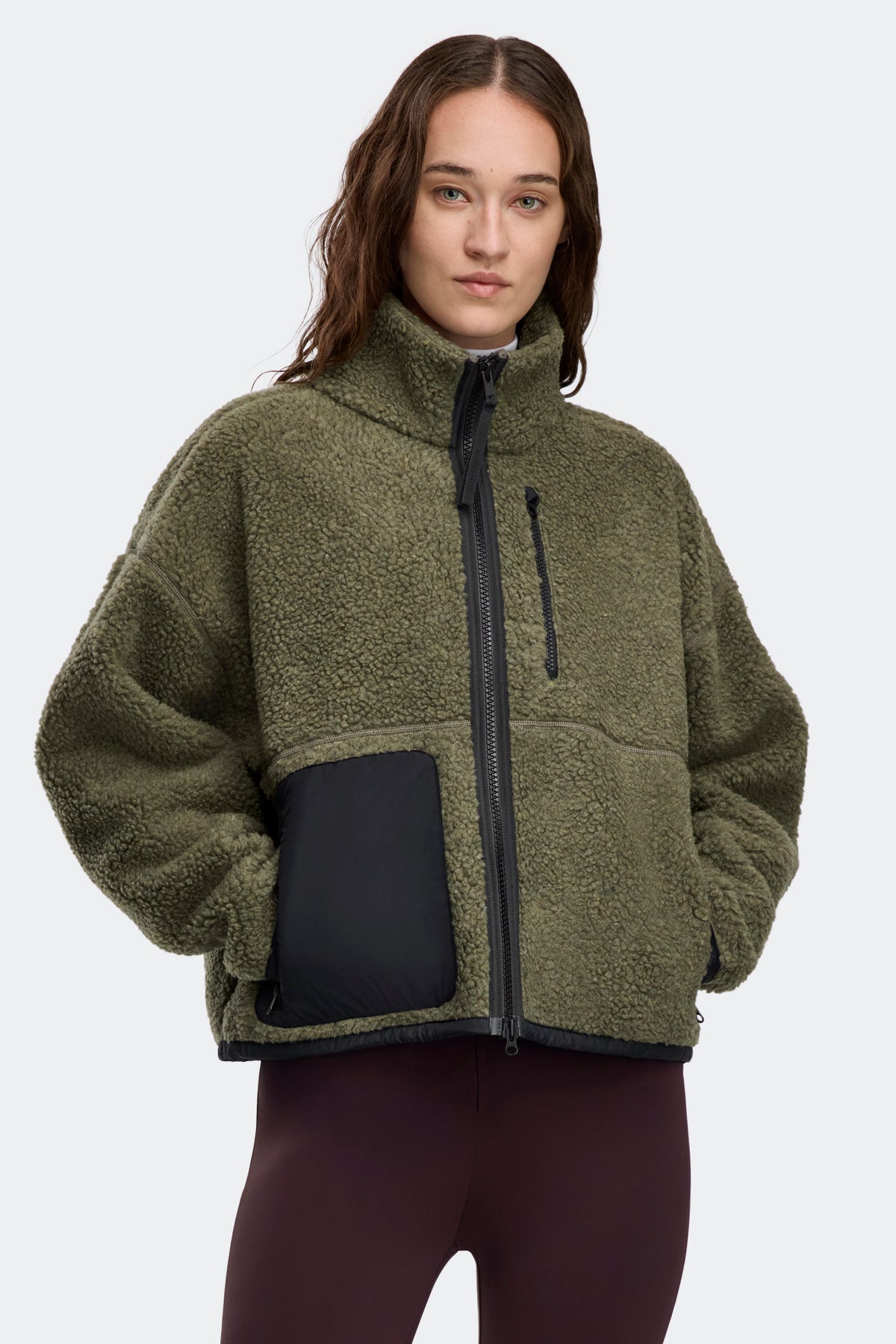 Simcoe Zip Up Fleece Jacket Black Disc - Smokey Sage 9319 - on_front_closed_01