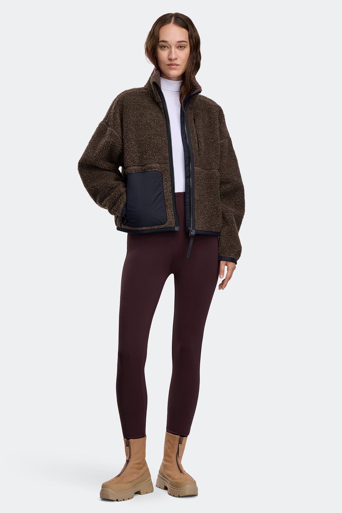 Simcoe Zip Up Fleece Jacket Black Disc - Taupe Grey 9394 - on_full_body_01