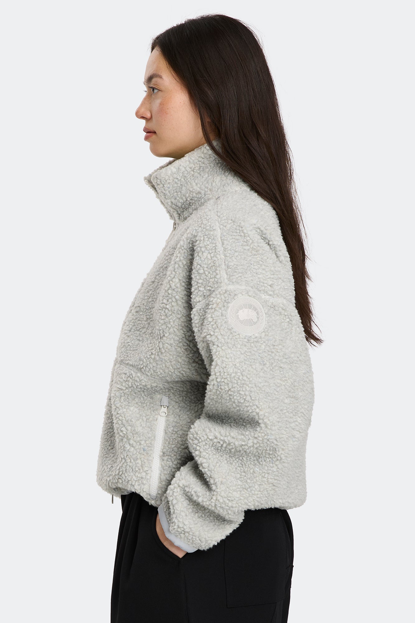 Simcoe Zip Up Fleece Jacket White Disc | Canada Goose