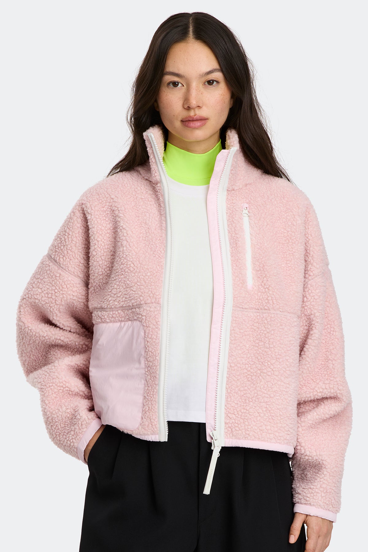 Simcoe Zip Up Fleece Jacket White Disc - Bloom Pink 9846 - on_front_01