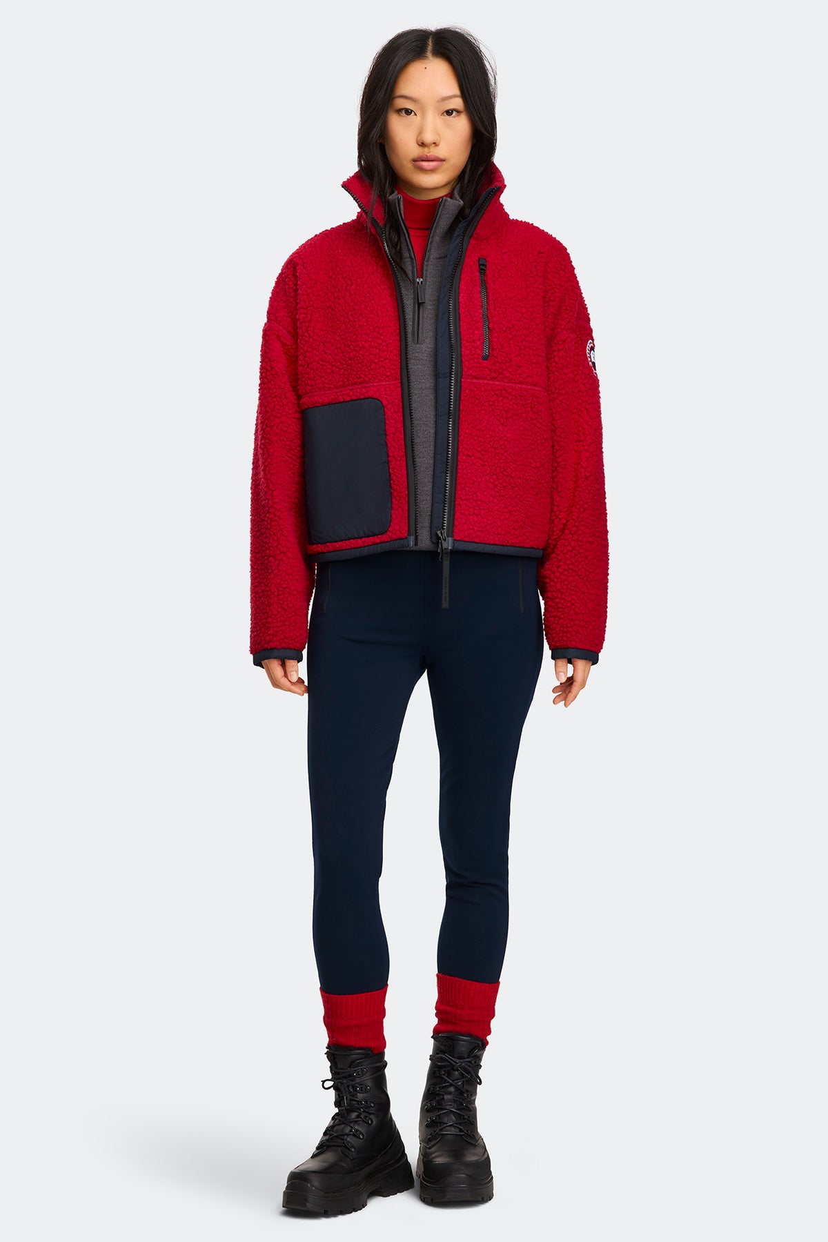 Simcoe Zip Up Fleece Jacket - Carmine Red/Nocturne 9102 - on_full_body_01