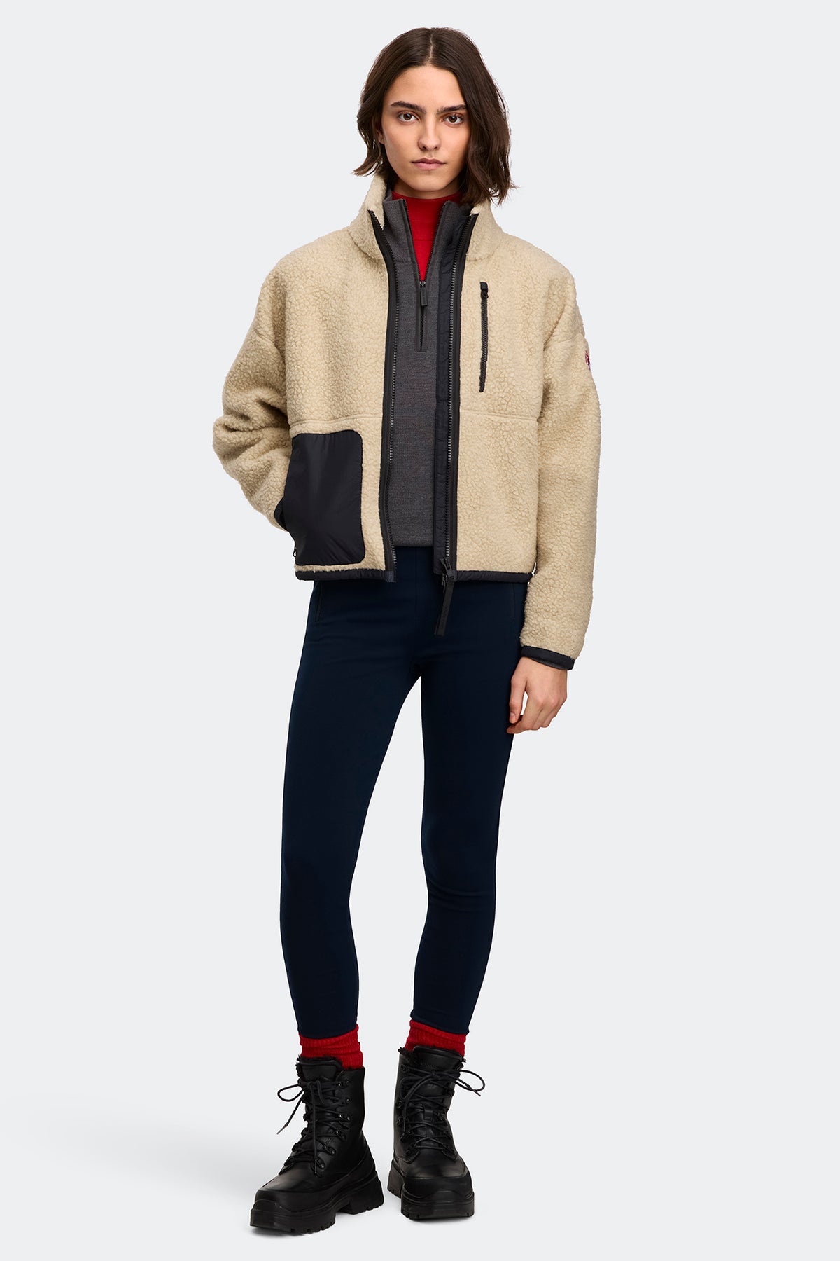 Simcoe Zip Up Fleece Jacket - Light Tan 950 - on_full_body_01