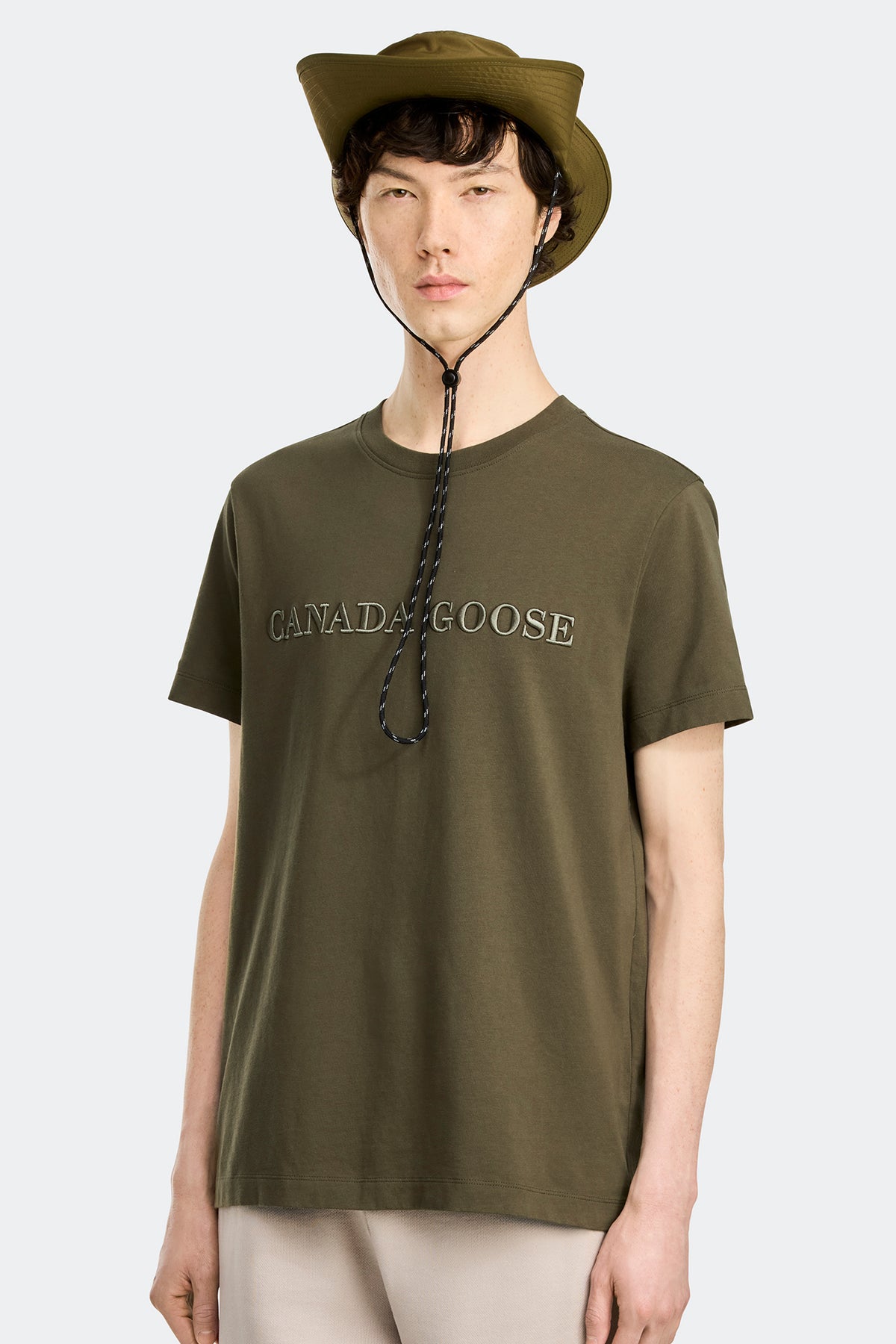 Emersen Embroidered T-Shirt - Military Green 49 - on_side_01