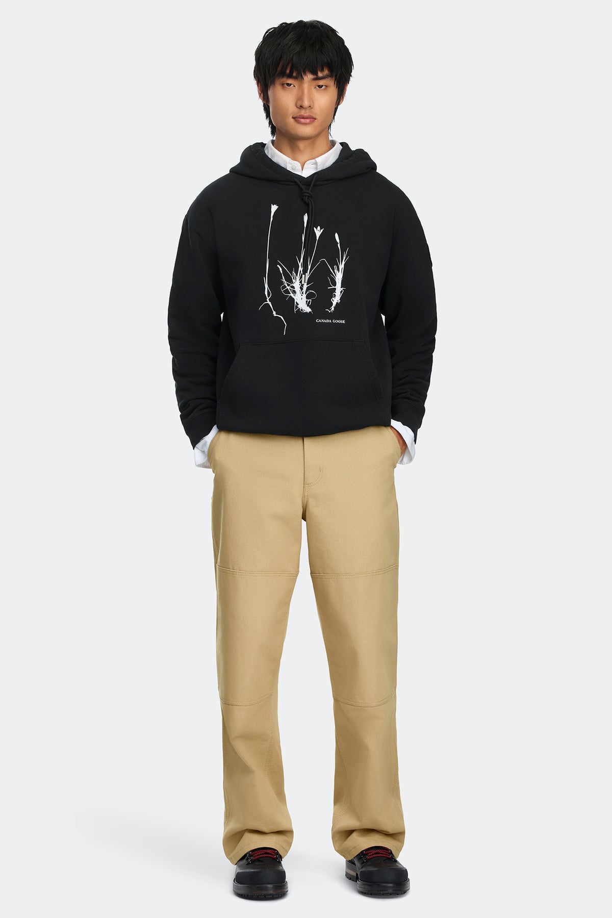 Rove Flower Relaxed Hoodie - Black 9061 - on_full_body_01