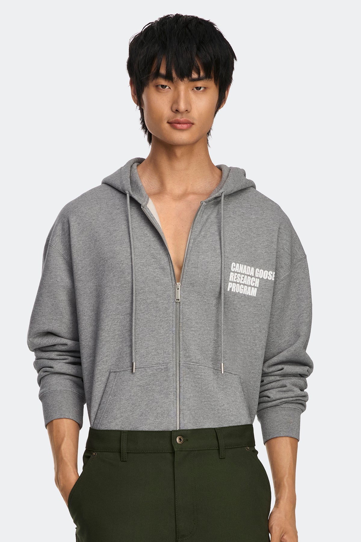 Rove Globe Relaxed Full Zip Hoodie - Stone Heather 9717 - on_front_01