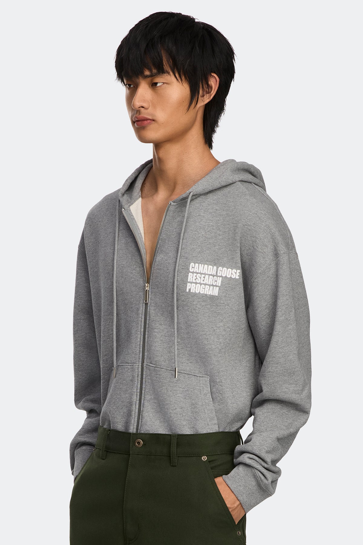 Rove Globe Relaxed Full Zip Hoodie - Stone Heather 9717 - on_side_01