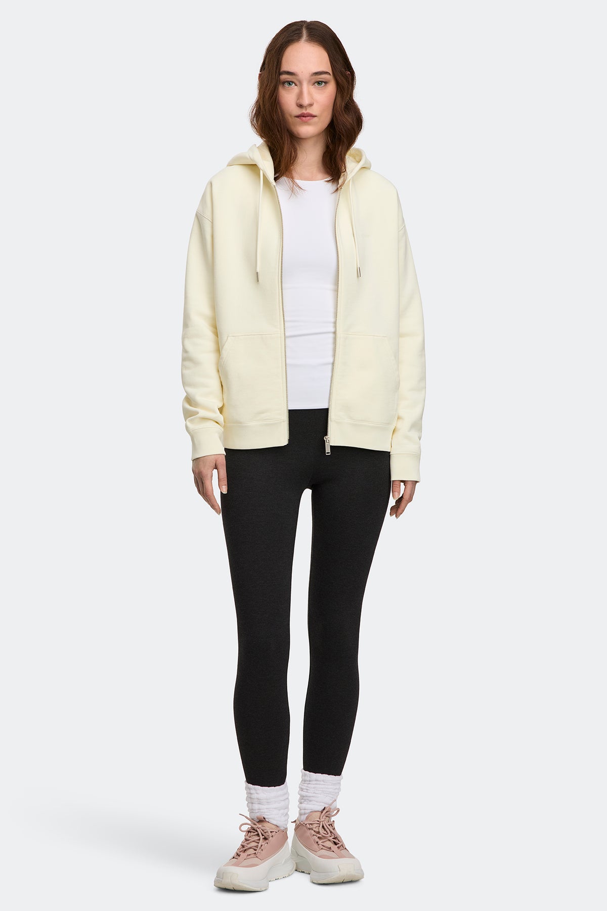 Wander Embroidered Full Zip Hoodie - Bone 9224 - on_full_body_01