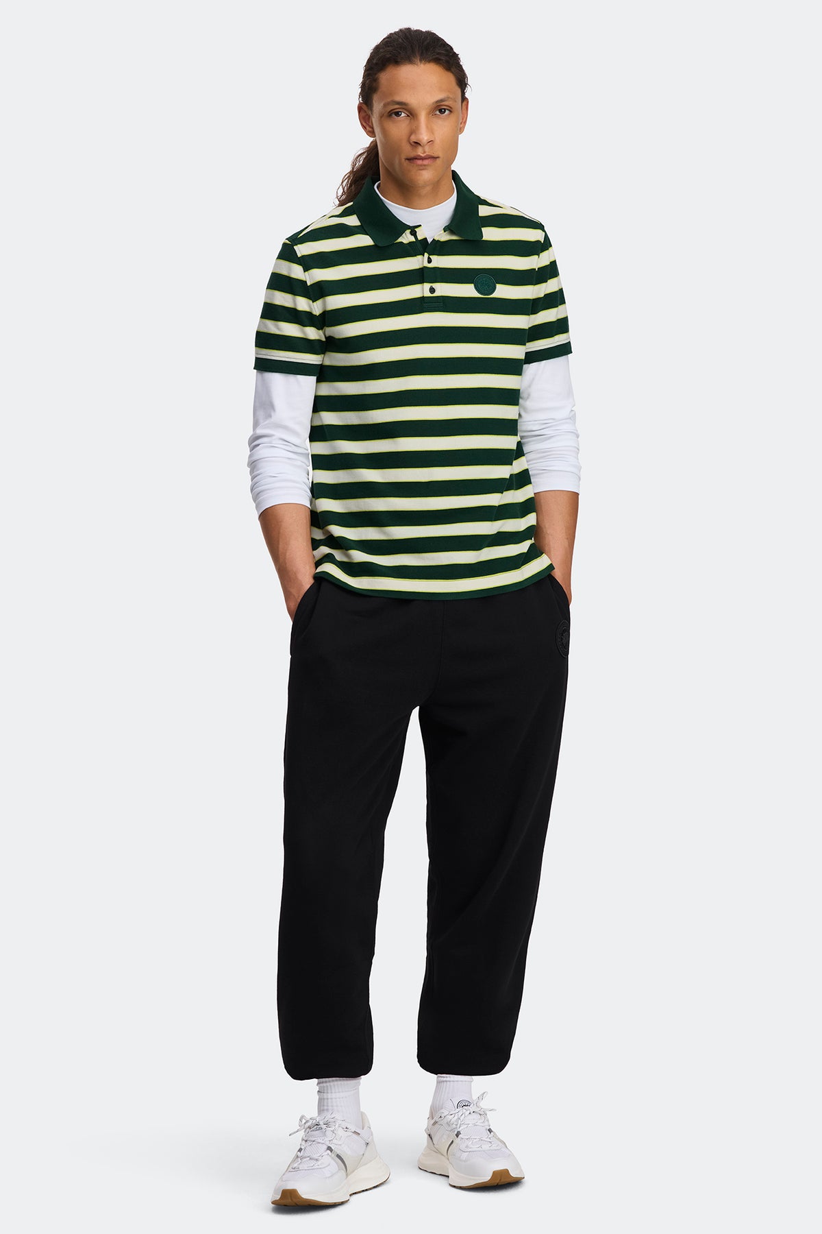 Beckley Striped Polo - Green Colbourne Stripe 9661 - on_full_body_01