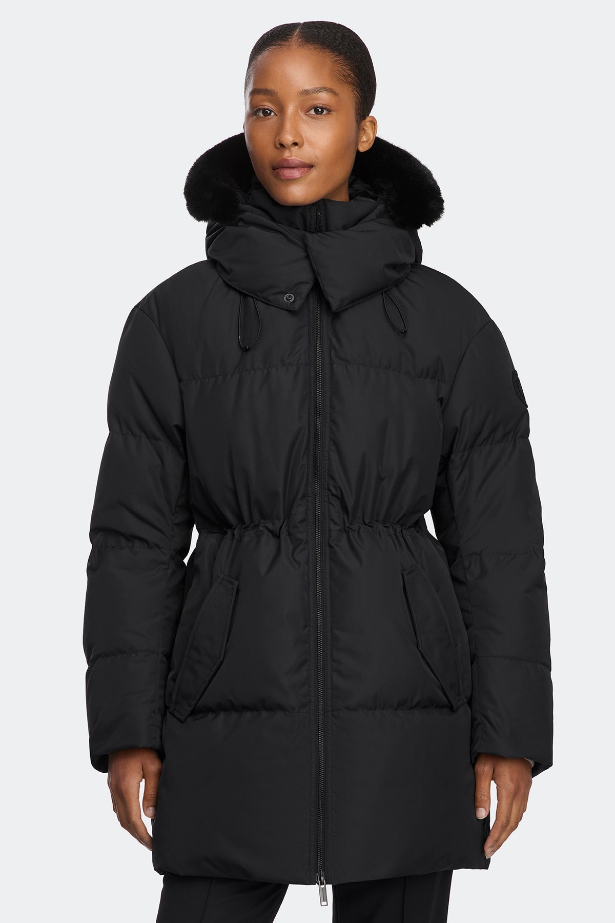 Aren Faux Fur Parka - Black 9061 - on_front_closed_01