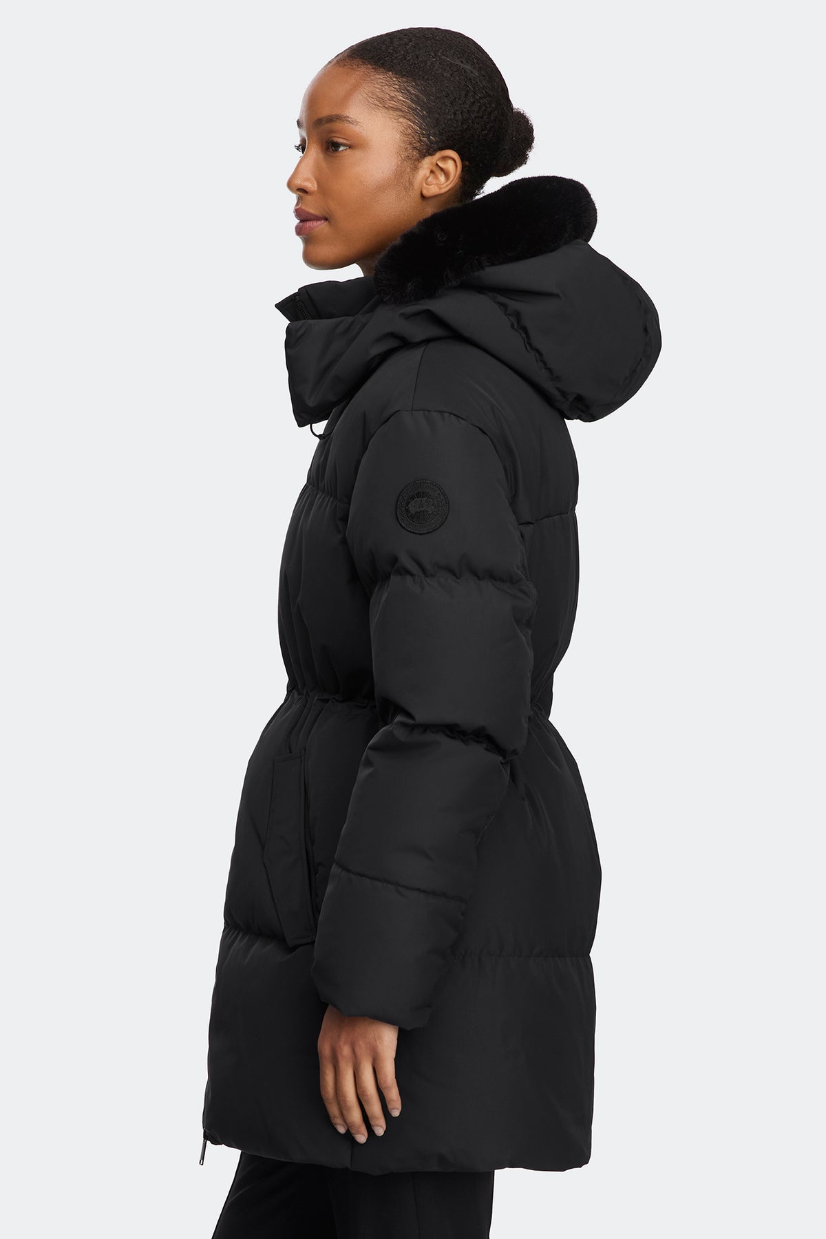 Aren Faux Fur Parka - Black 9061 - on_side_01