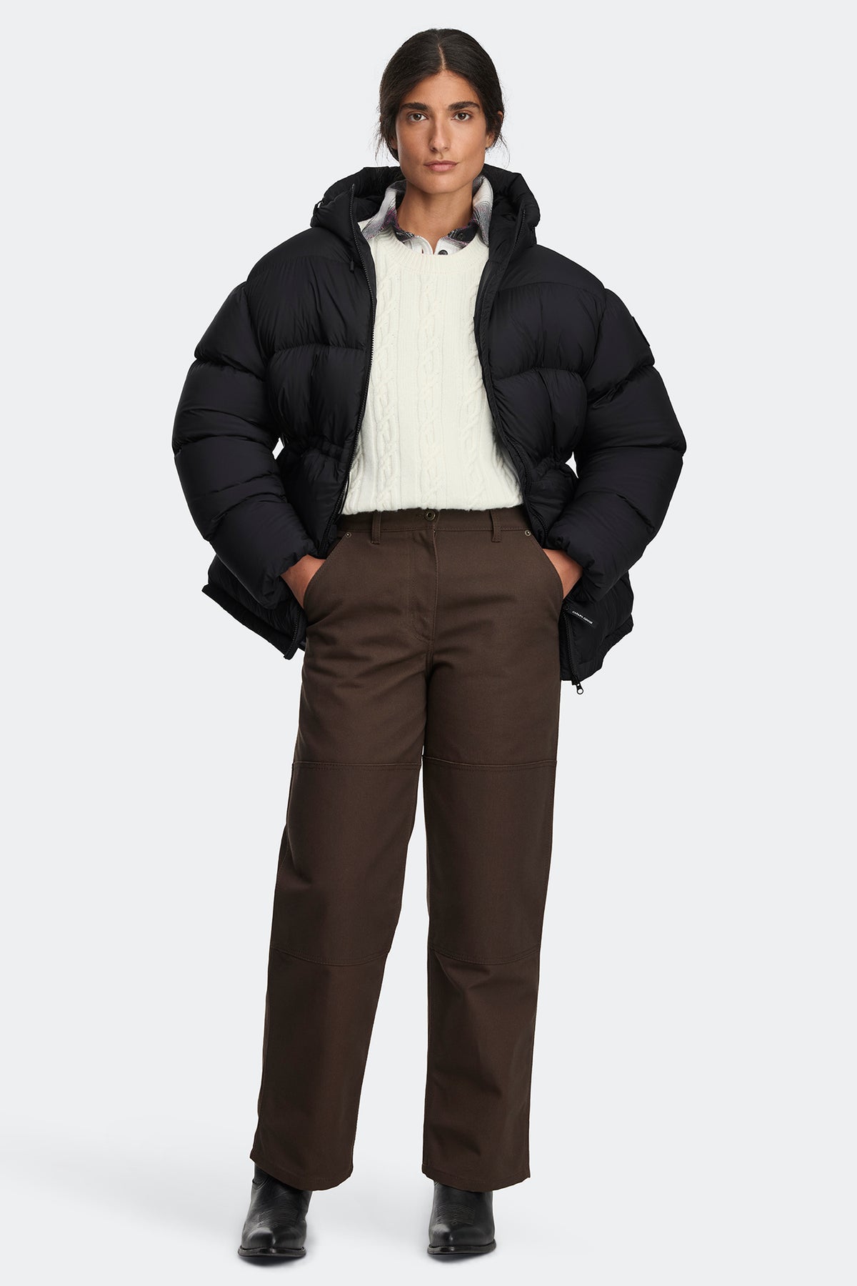 Fallon Puffer Coat - Black 9061 - on_full_body_01