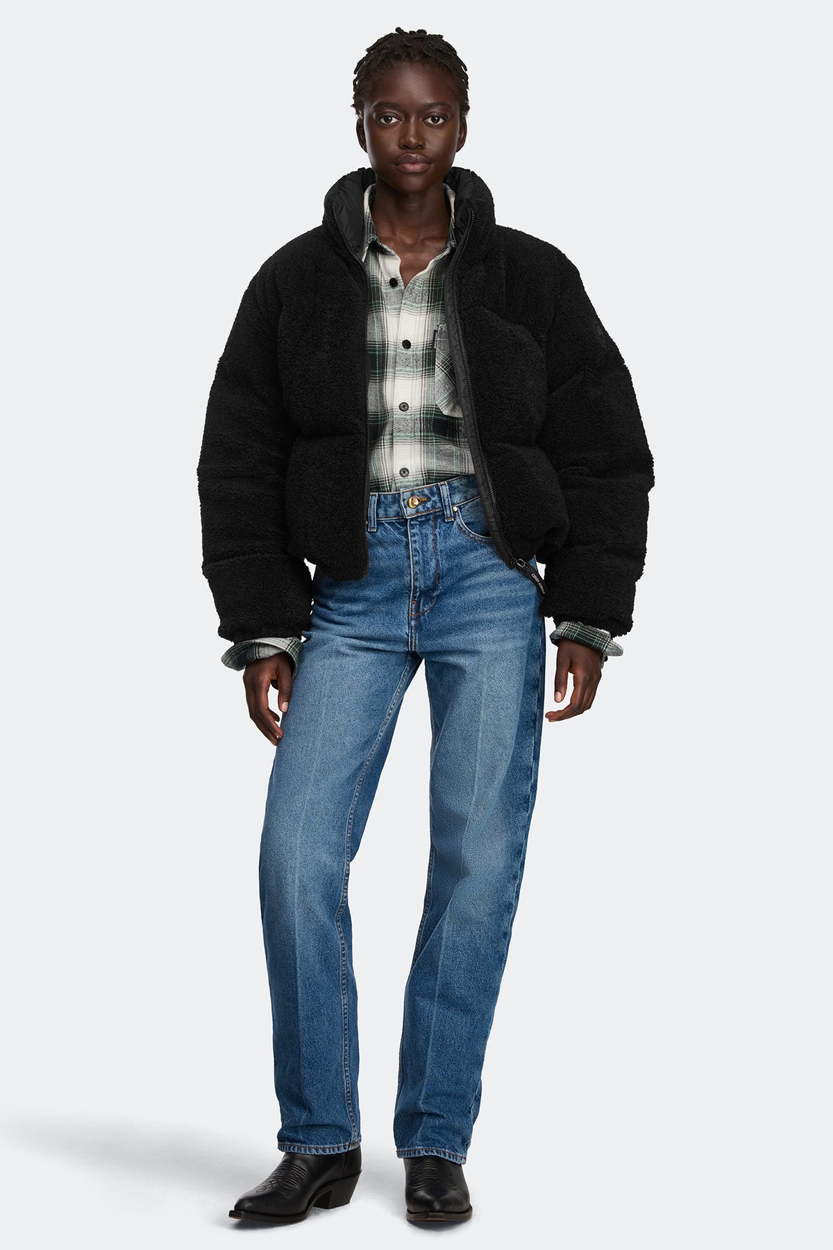 Fallon Fleece Puffer Jacket - Black 9061 - on_full_body_01