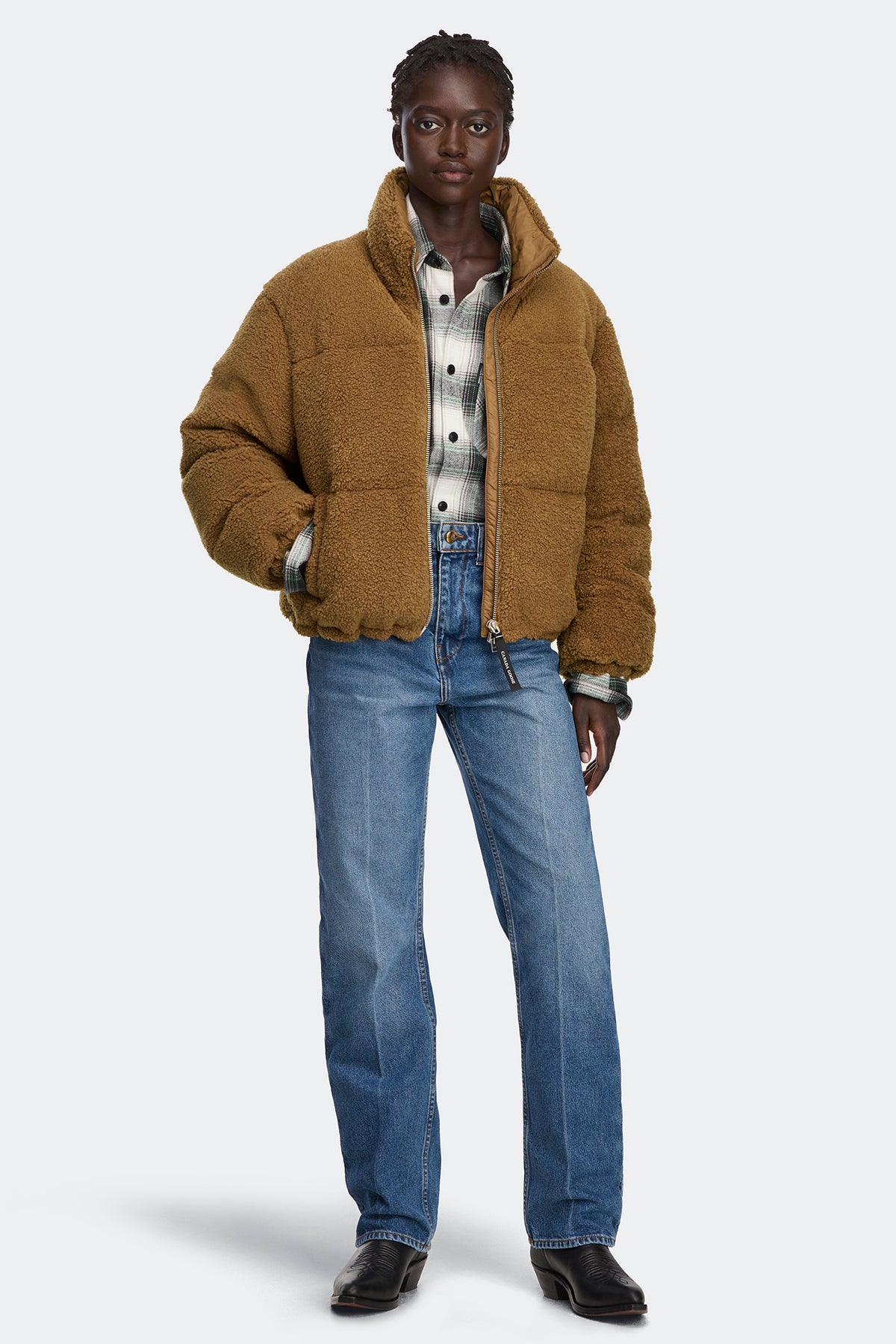Fallon Fleece Puffer Jacket - Mesa Stone 9123 - on_full_body_01