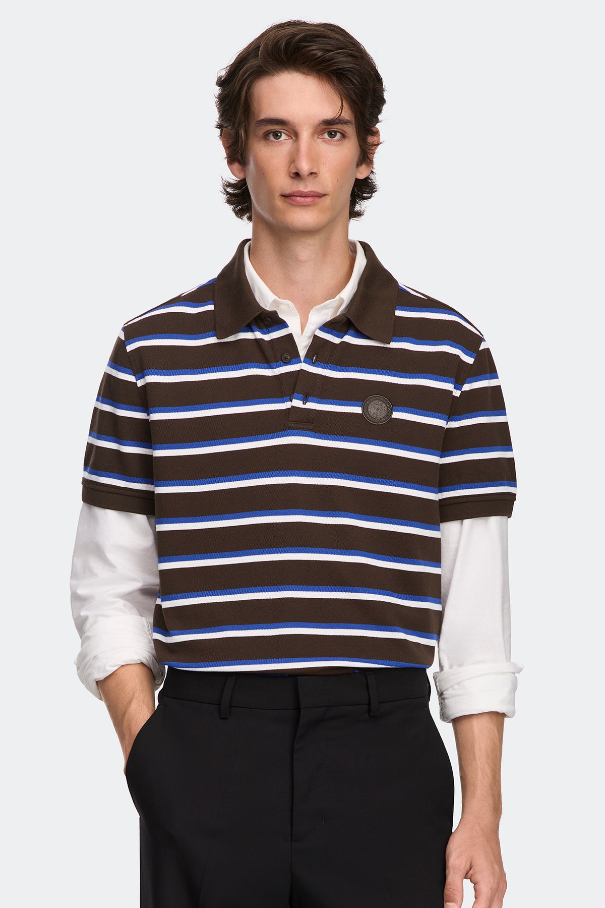 Beckley Striped Polo Tonal Disc - Terra Moncton Stripe 9671 - on_front_01
