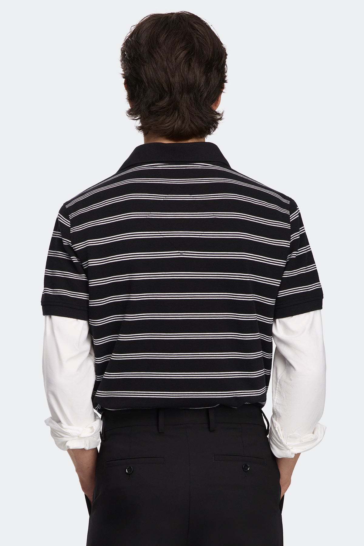 Beckley Striped Polo Tonal Disc - Black Talbot Stripe 9981 - on_back_01