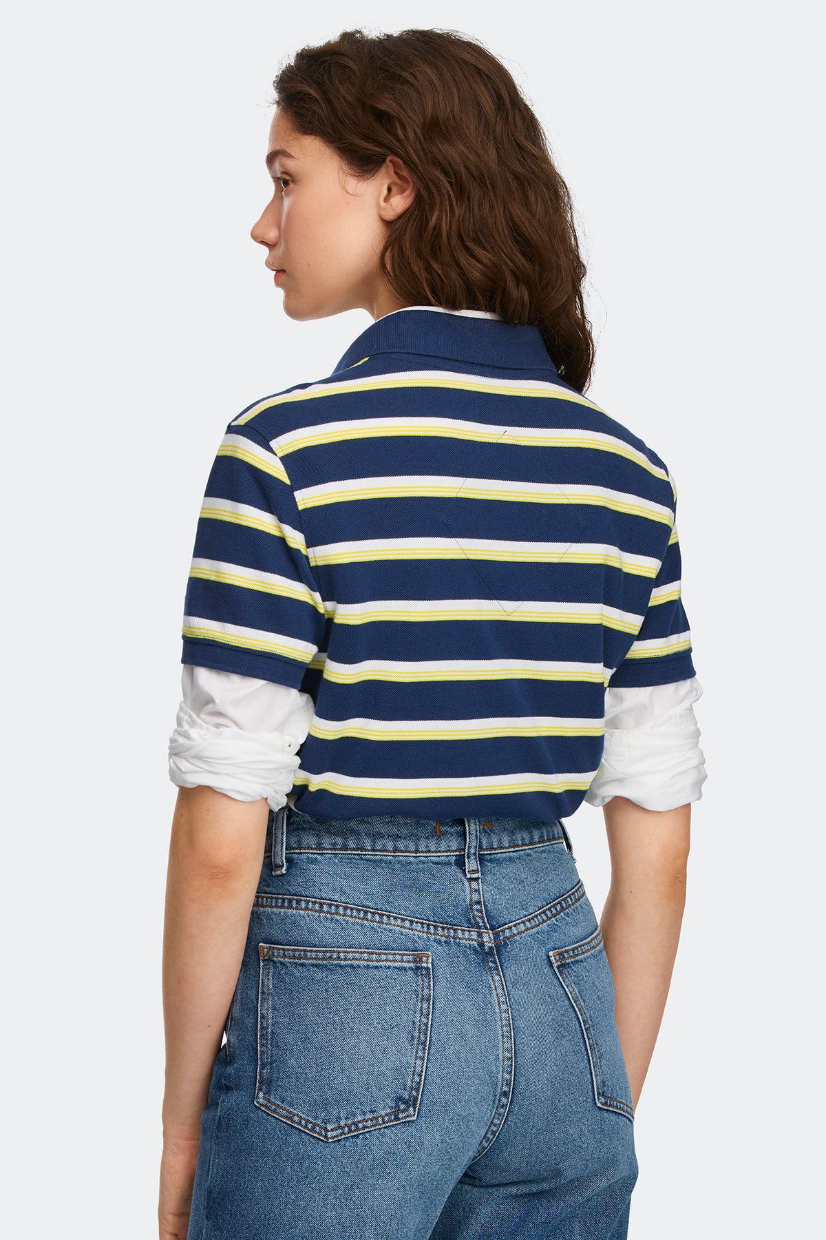 Almira Striped Polo Tonal Disc - Oxford Navy Moncton Stripe 9674 - on_back_01