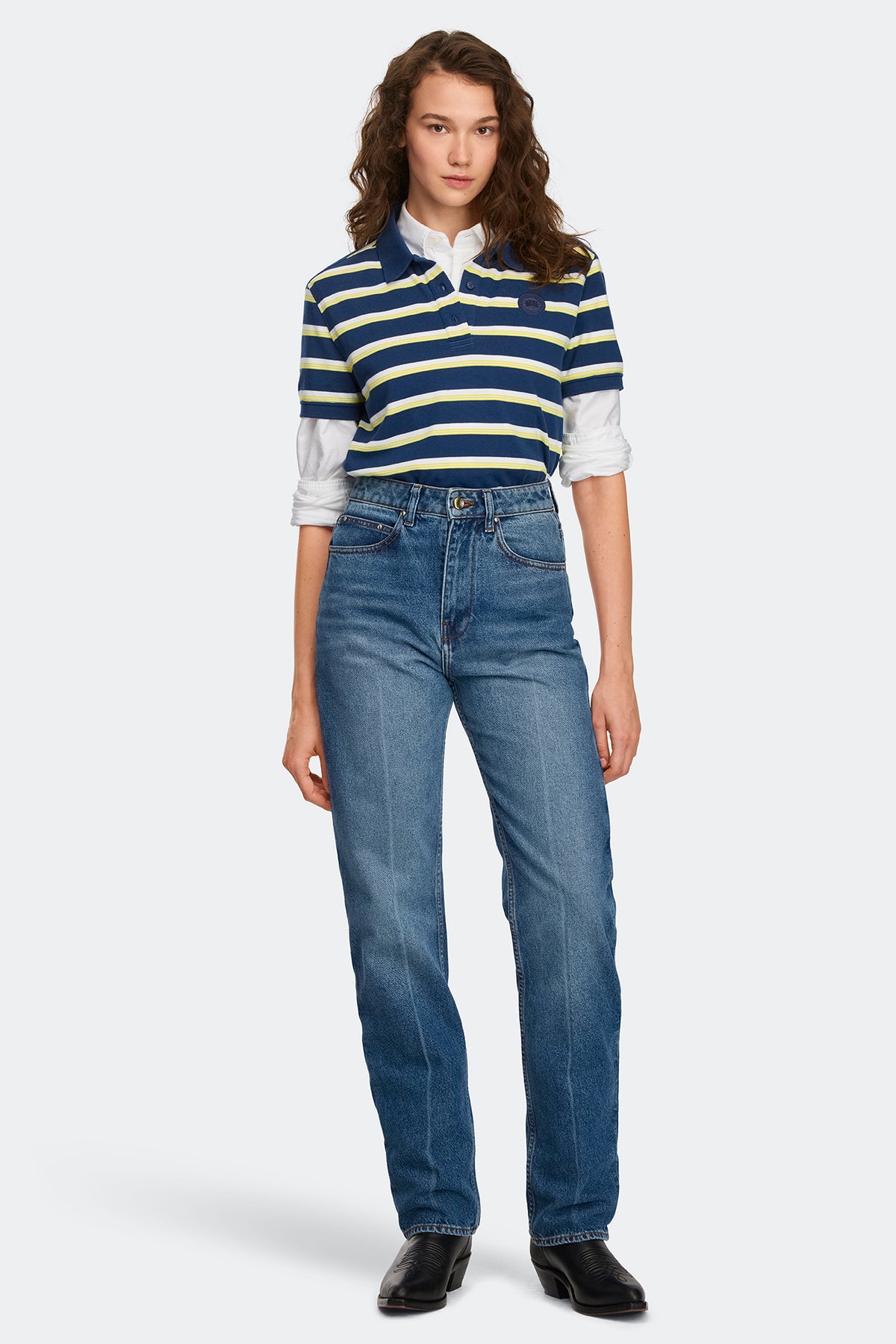 Almira Striped Polo Tonal Disc - Oxford Navy Moncton Stripe 9674 - on_full_body_01