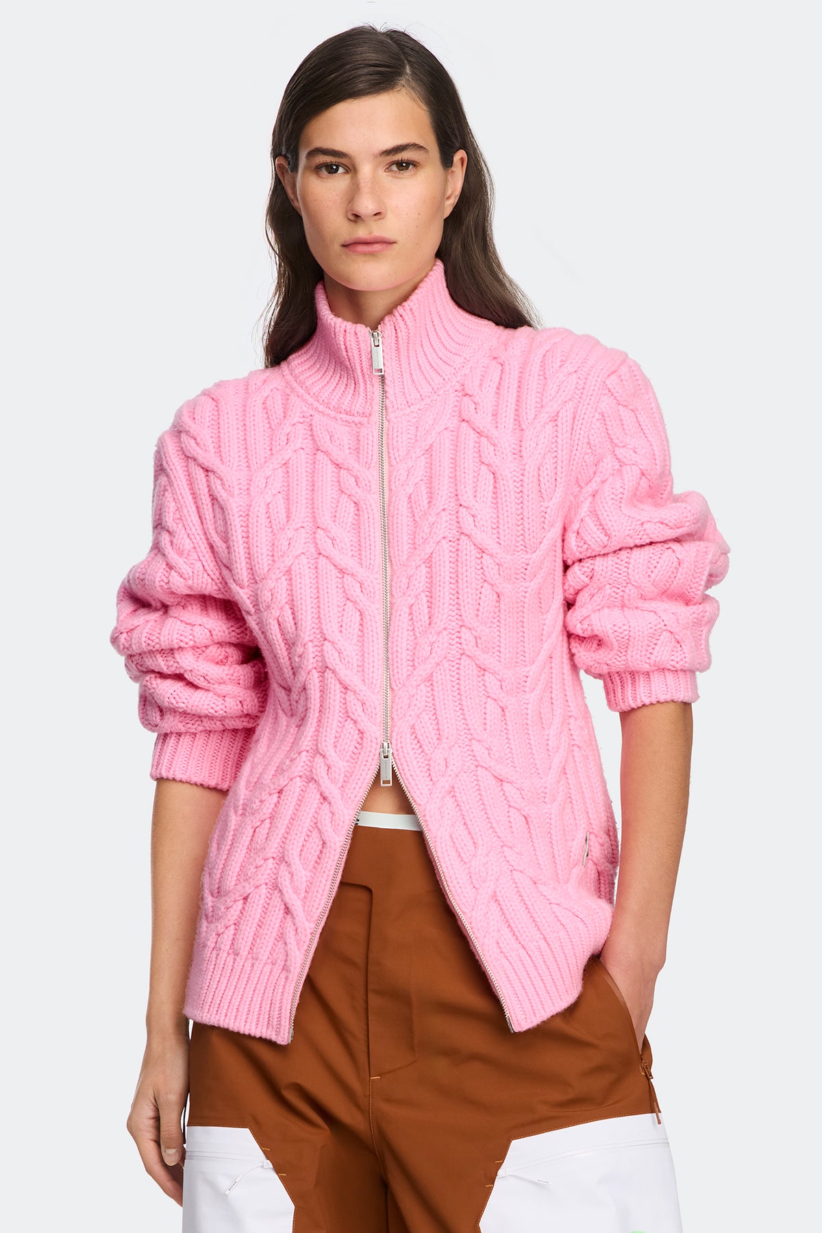 Reese Full Zip Cardigan - Baby Pink 9786 - on_front_01