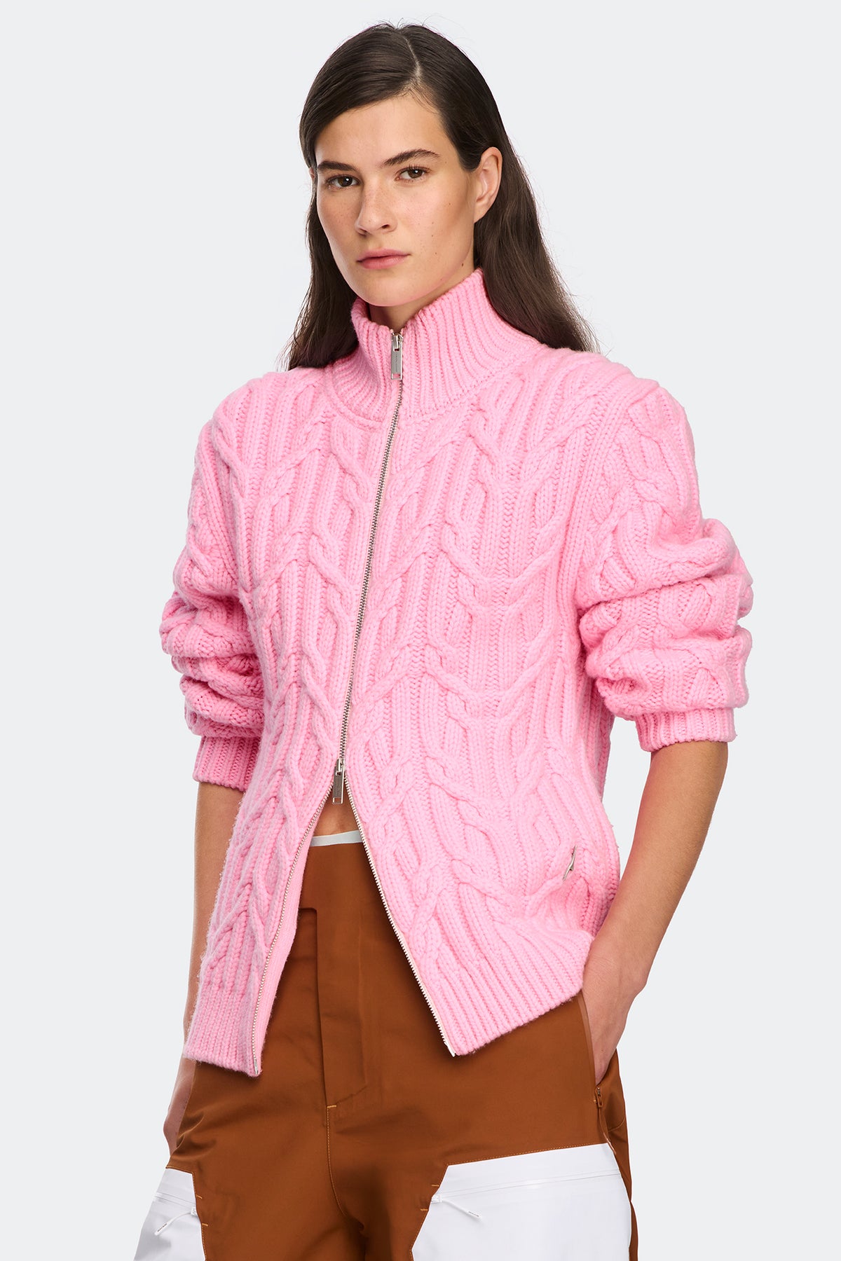 Reese Full Zip Cardigan - Baby Pink 9786 - on_side_01