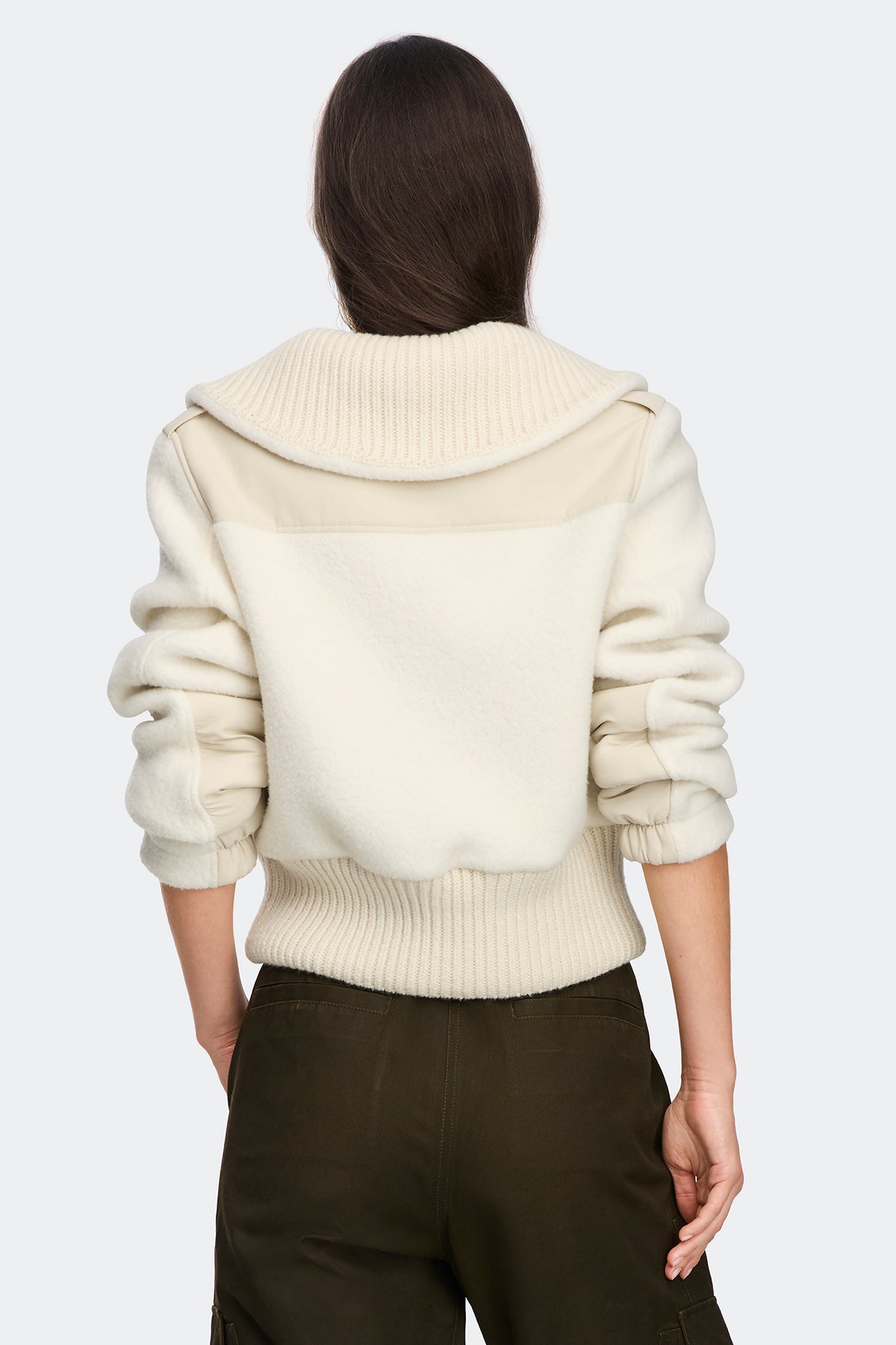 Varyn Cropped Fleece Jacket - Alabaster Drift 8910 - on_back_01