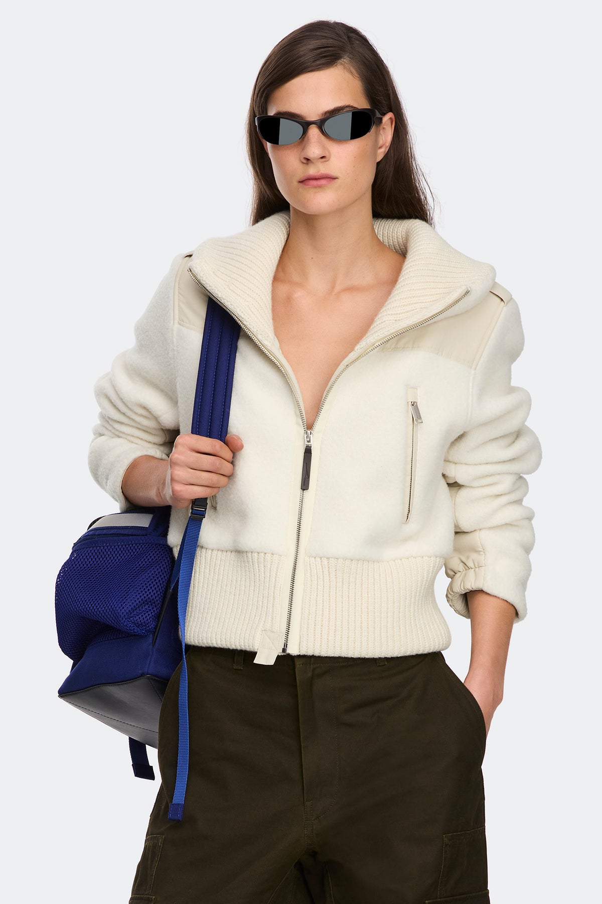Varyn Cropped Fleece Jacket - Alabaster Drift 8910 - on_front_01