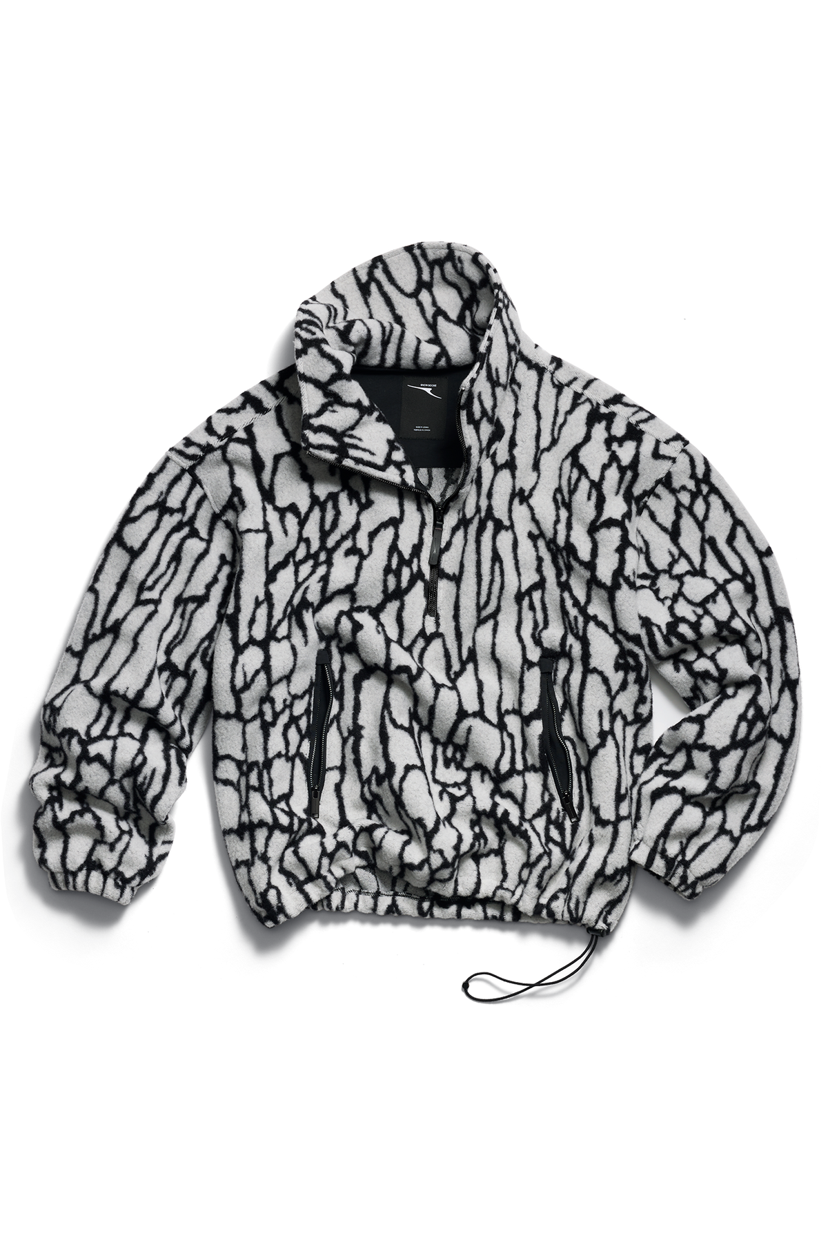 Lunaris Tree Bark Half Zip Fleece - Black/White/Opal Grey Bark 9927 - off_flat_lay_01