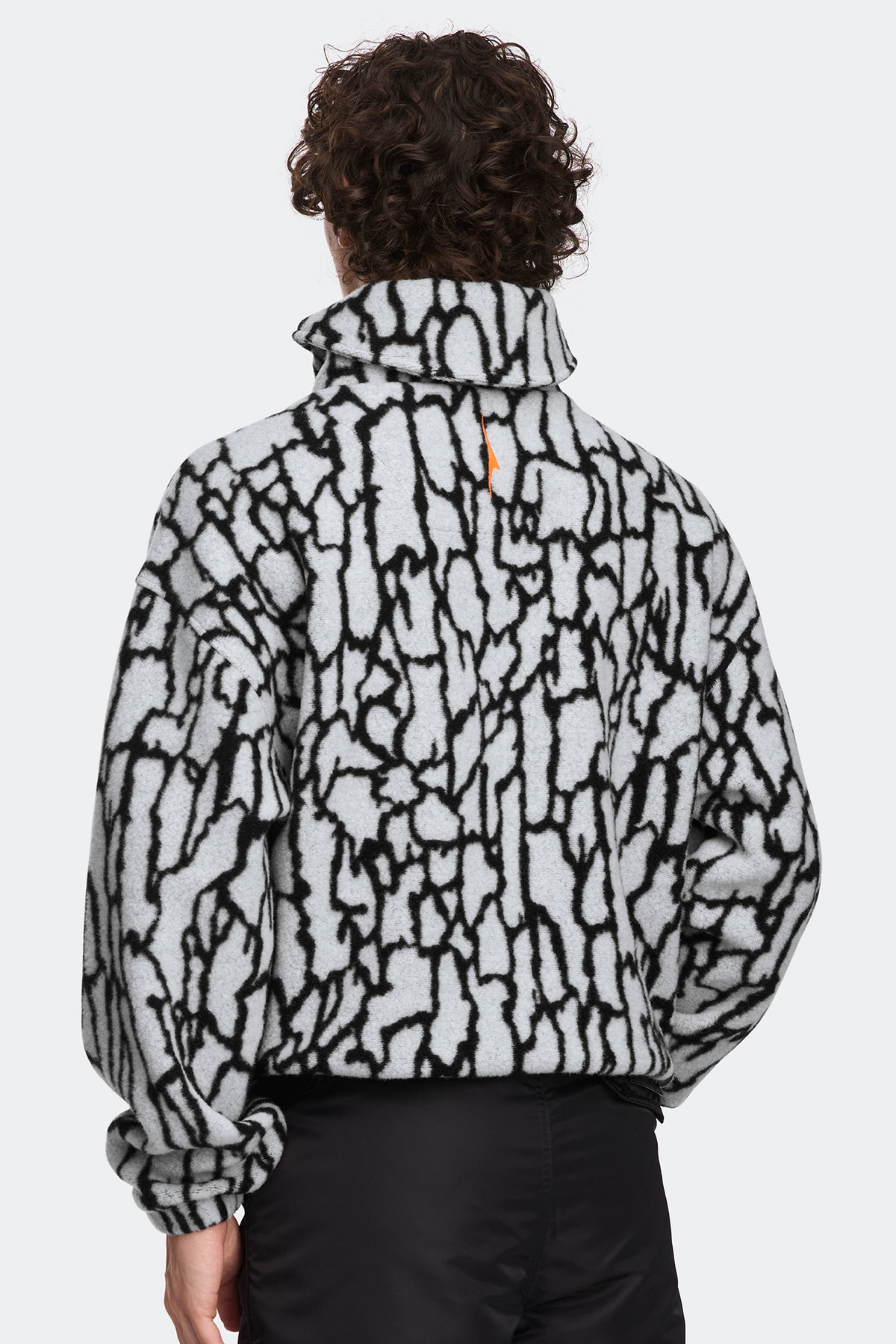 Lunaris Tree Bark Half Zip Fleece - Black/White/Opal Grey Bark 9927 - on_back_01