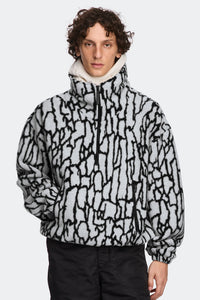 Lunaris Tree Bark Half Zip Fleece - Black/White/Opal Grey Bark 9927 - on_front_01