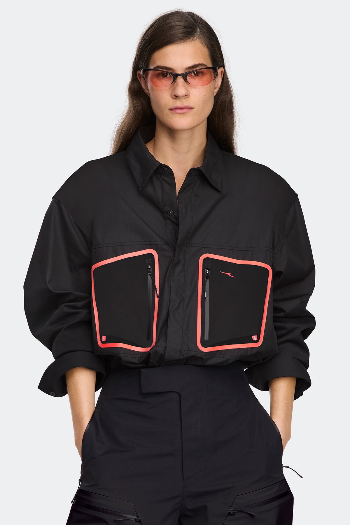 Paragon Shirt Jacket - Black/Flaming Rose 8917 - on_front_open_01