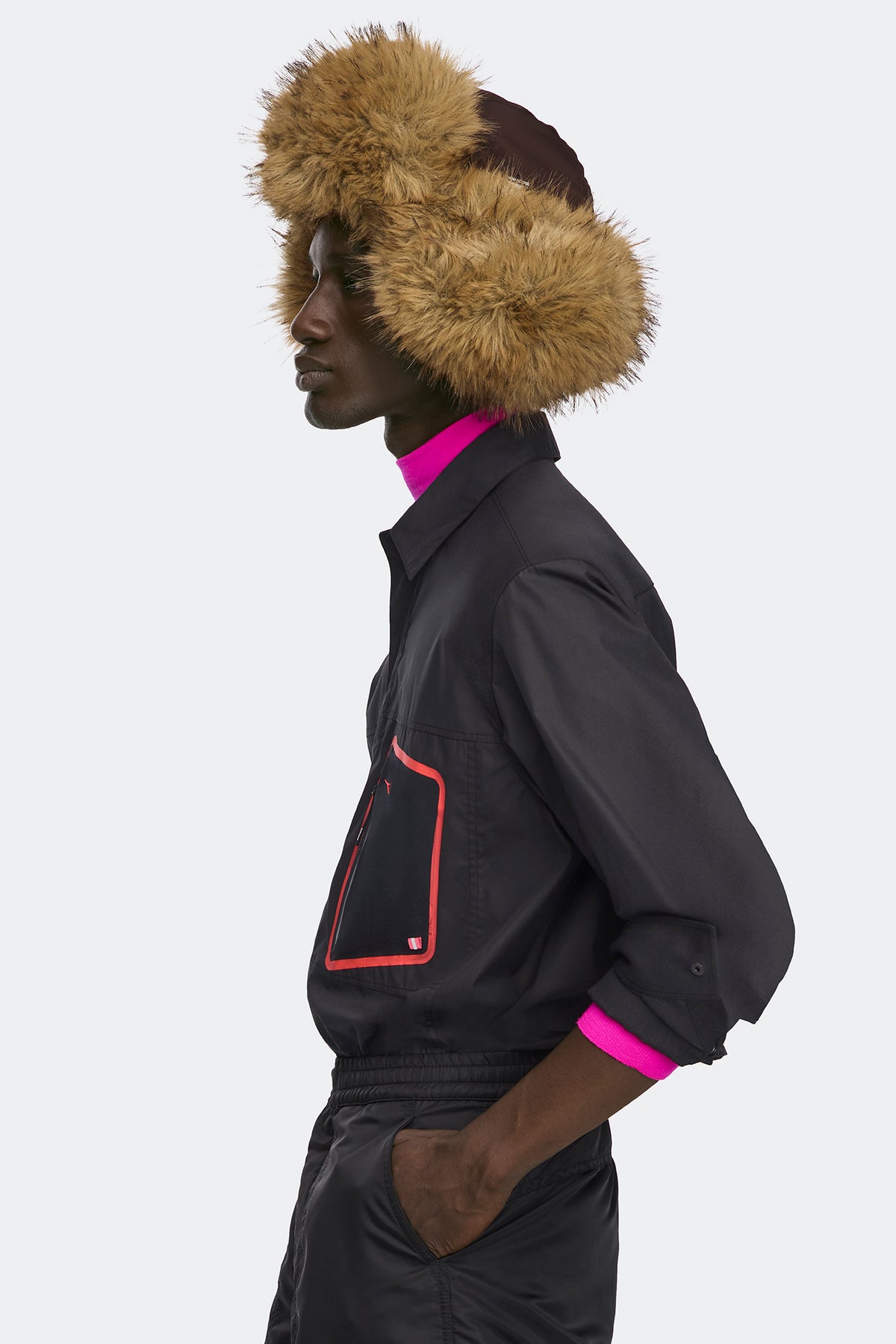 Paragon Shirt Jacket - Black/Flaming Rose 8917 - on_side_01