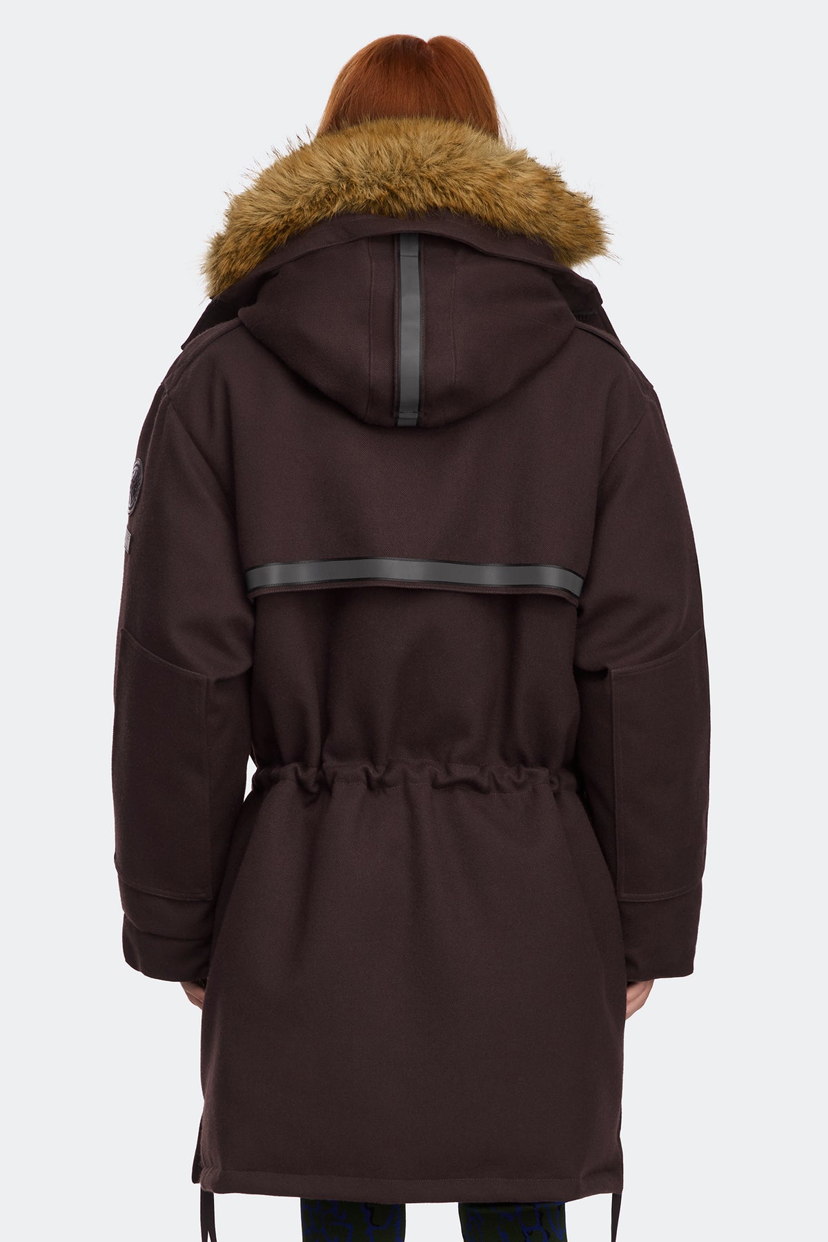 Ferron Colour Block Faux Fur Parka - Dark Soil/Moss Khaki 8928 - on_back_01