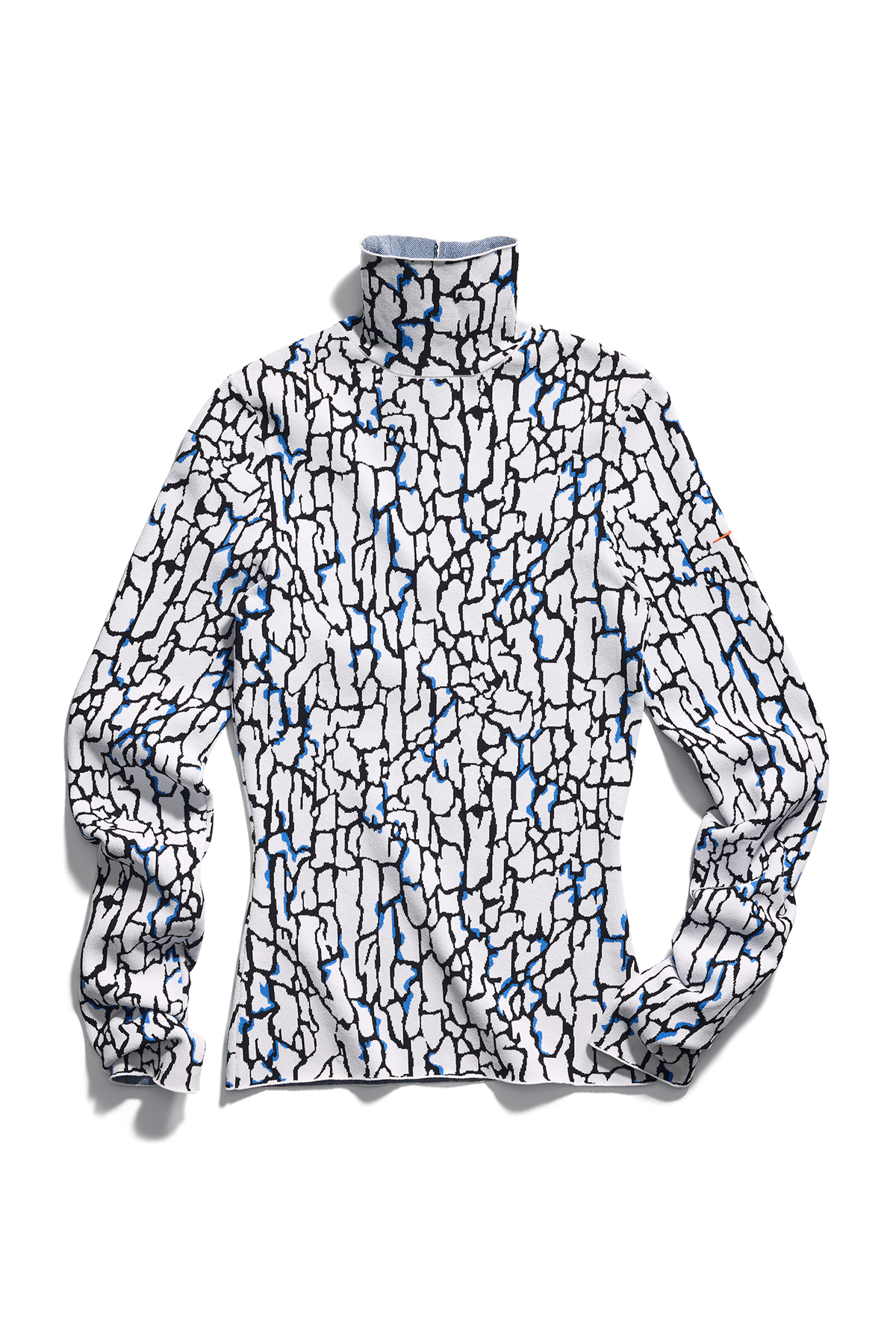 Vesper Tree Bark Knit Turtleneck - Black/White/Bluebell Bark 9928 - off_flat_lay_01