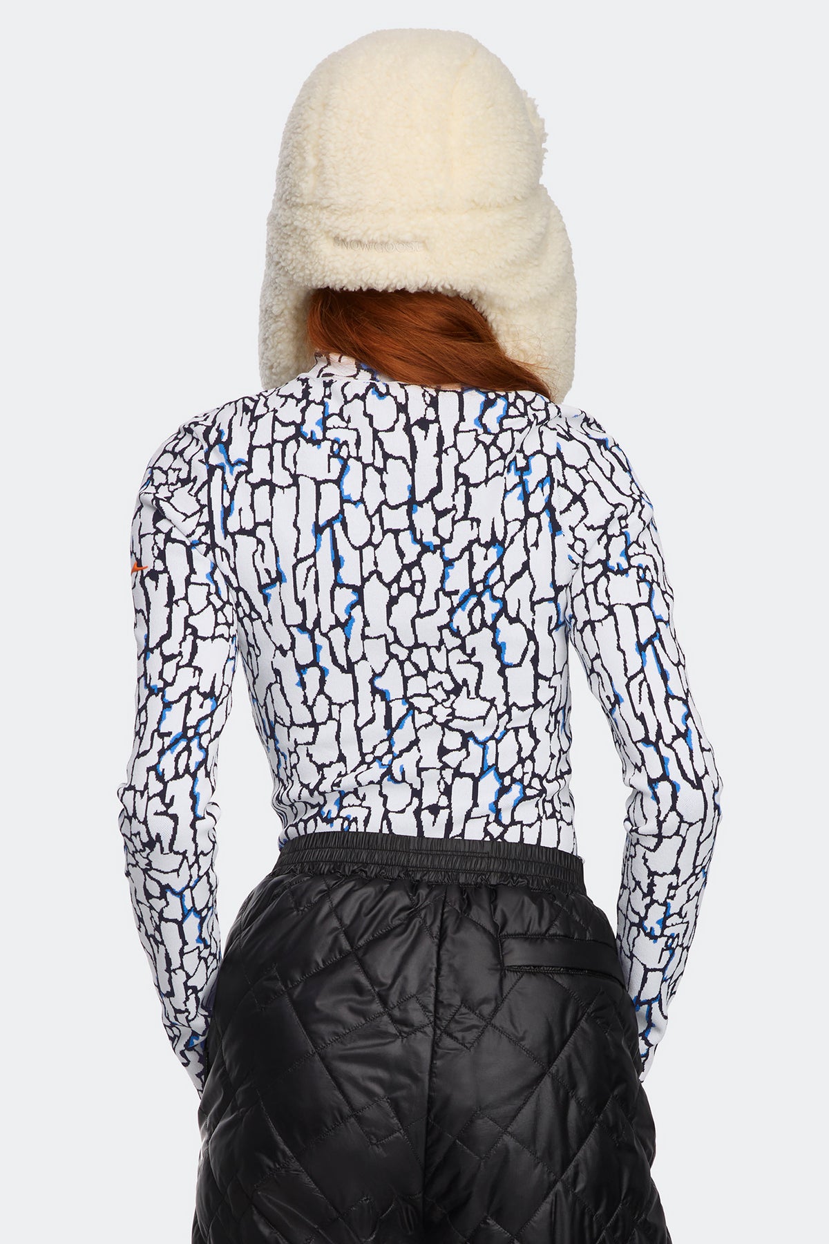 Vesper Tree Bark Knit Turtleneck - Black/White/Bluebell Bark 9928 - on_back_01