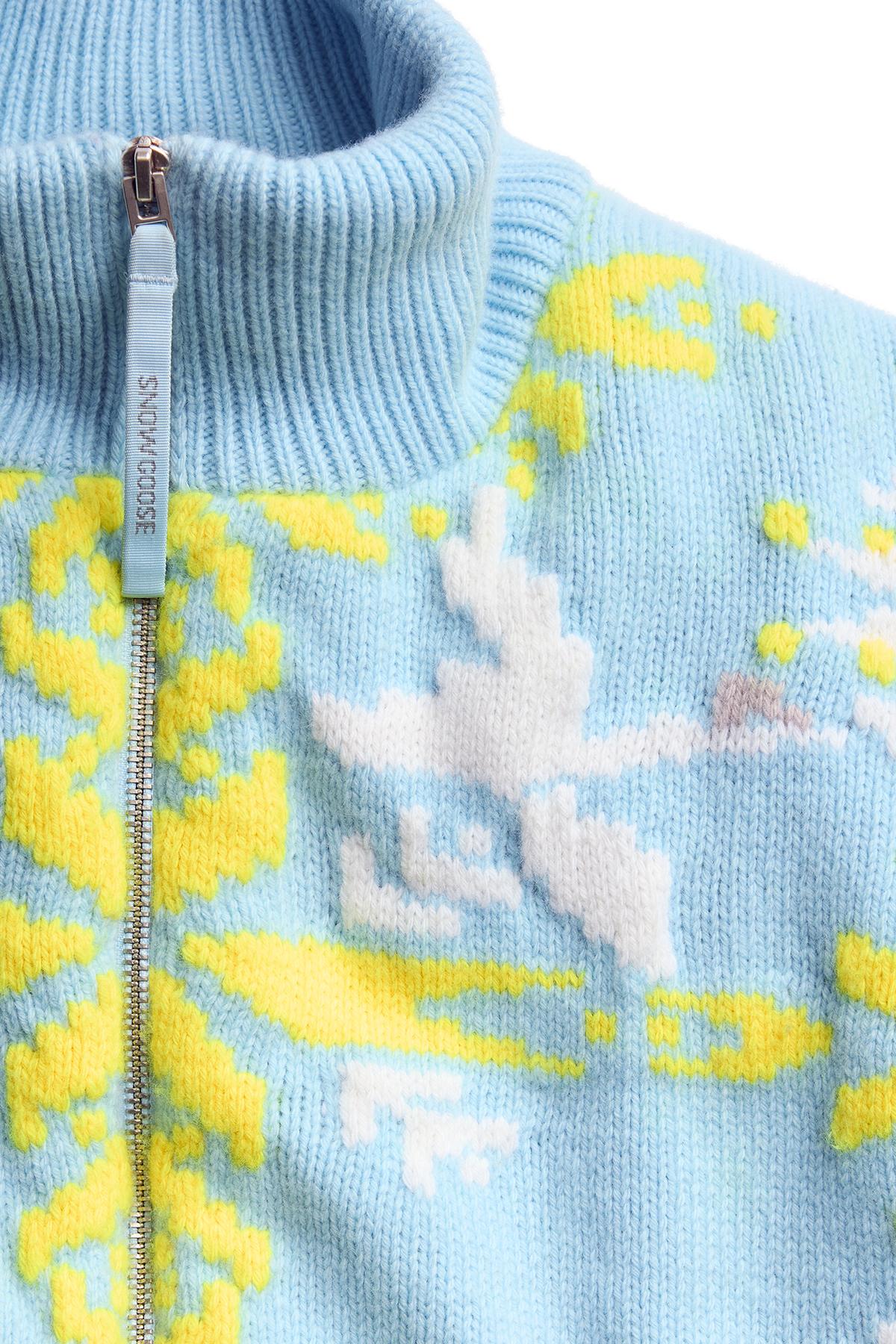 Fair Isle Selby Knit Puffer - Arctic Mist/Golden Rod Print 8902 - off_detail_01