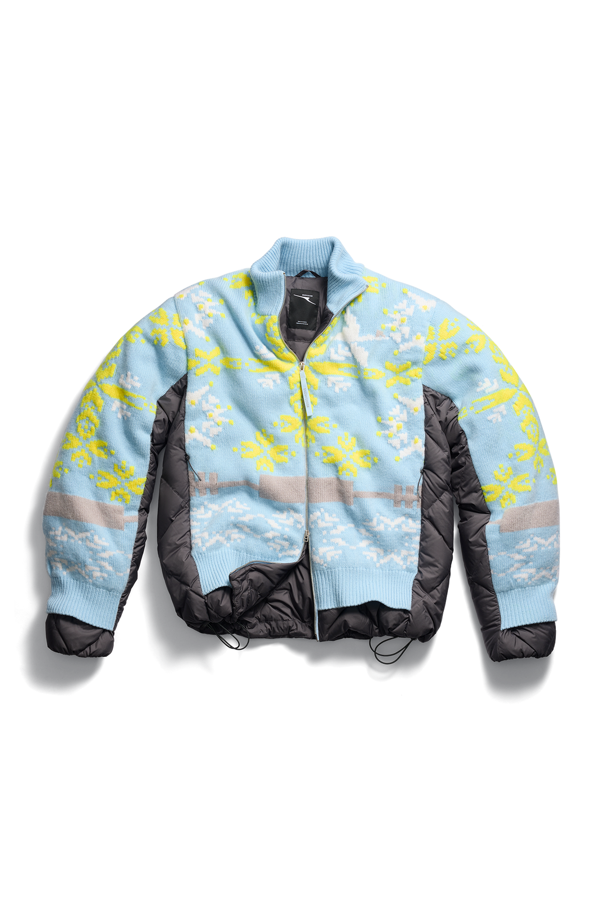 Fair Isle Selby Knit Puffer - Arctic Mist/Golden Rod Print 8902 - off_flat_lay_01