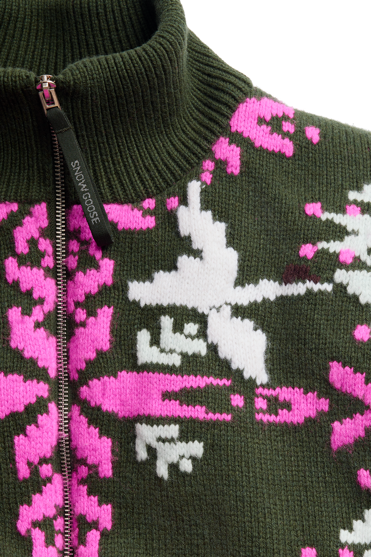 Fair Isle Selby Knit Puffer - Moss Khaki/Orchid Print 8904 - off_detail_01