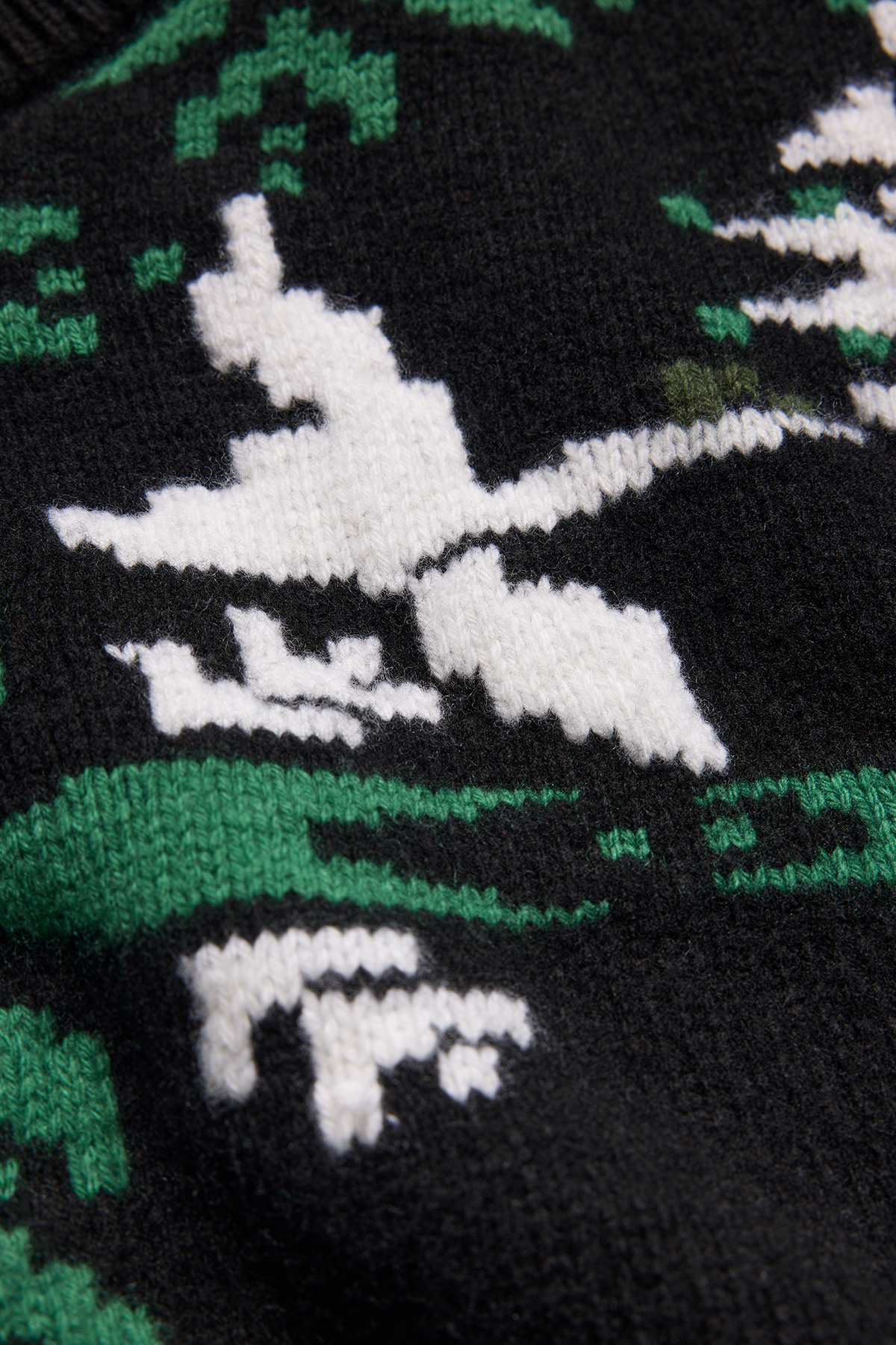 Fair Isle Selby Knit Sweater - Black/Moss Khaki Print 8903 - off_detail_01