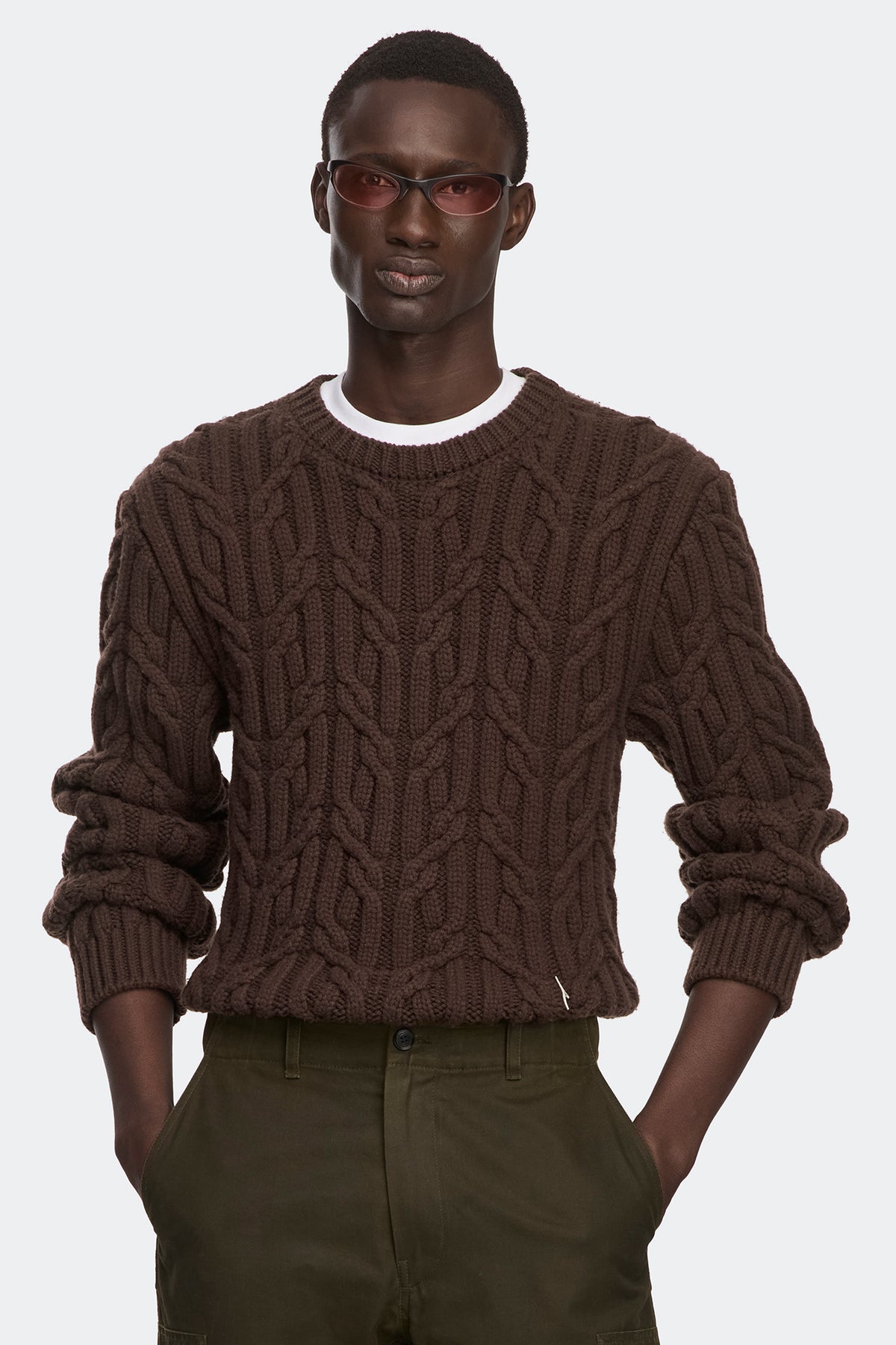 Reese Knit Crewneck Sweater - Dark Soil 9716 - on_front_01