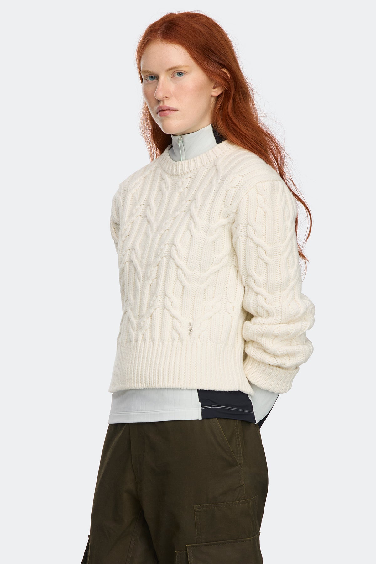 Reese Knit Crewneck Sweater - Canvas White 1625 - on_side_01