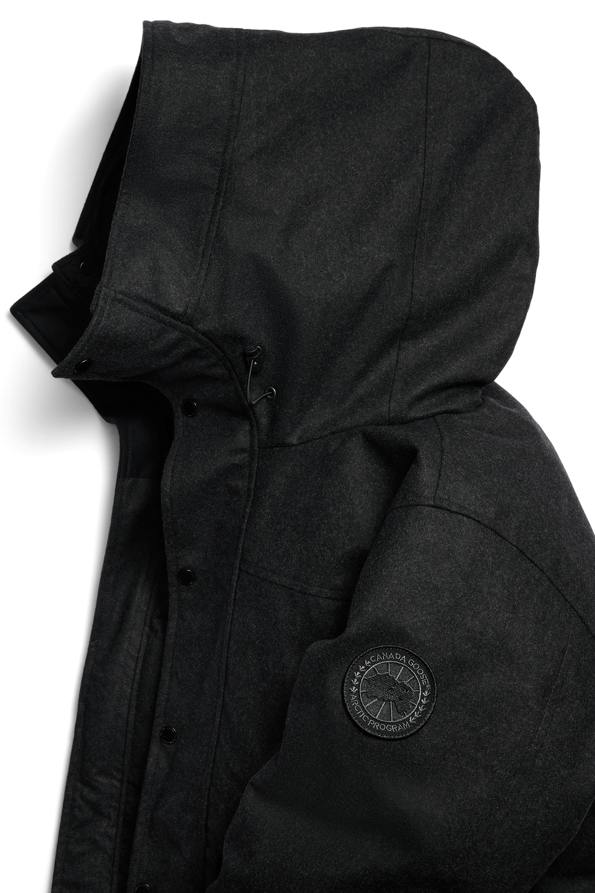 Langford Wool Parka - Carbon Melange 1160 - off_detail_01