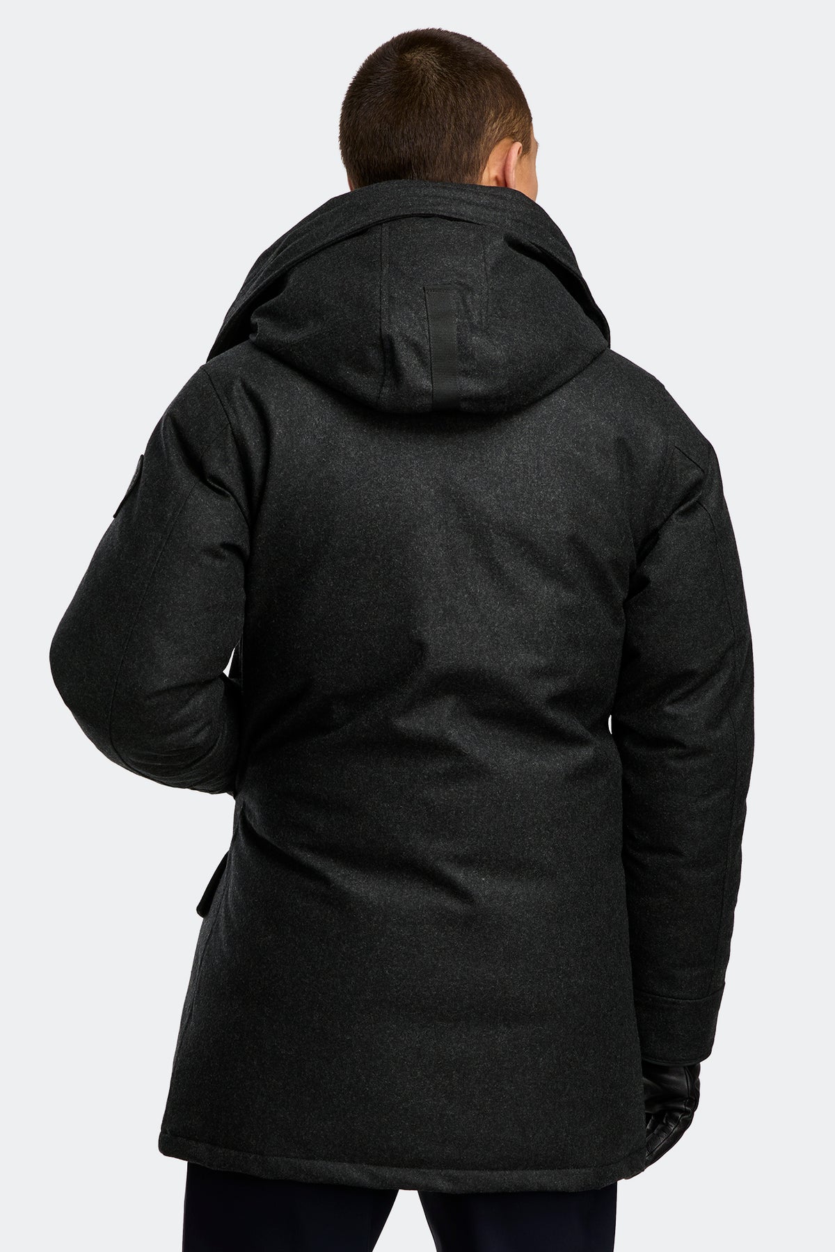 Langford Wool Parka - Carbon Melange 1160 - on_back_01
