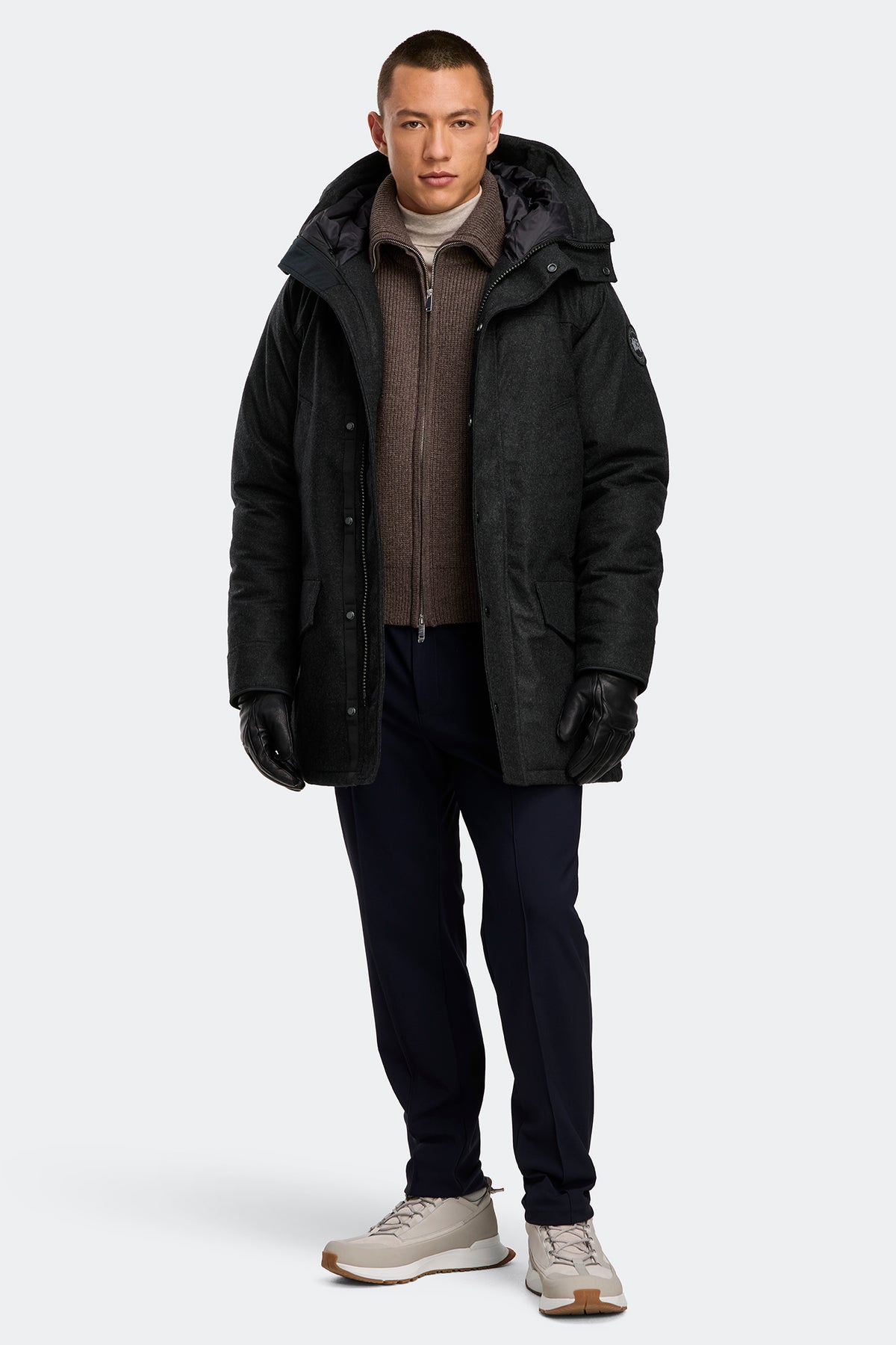 Langford Wool Parka - Carbon Melange 1160 - on_full_body_01