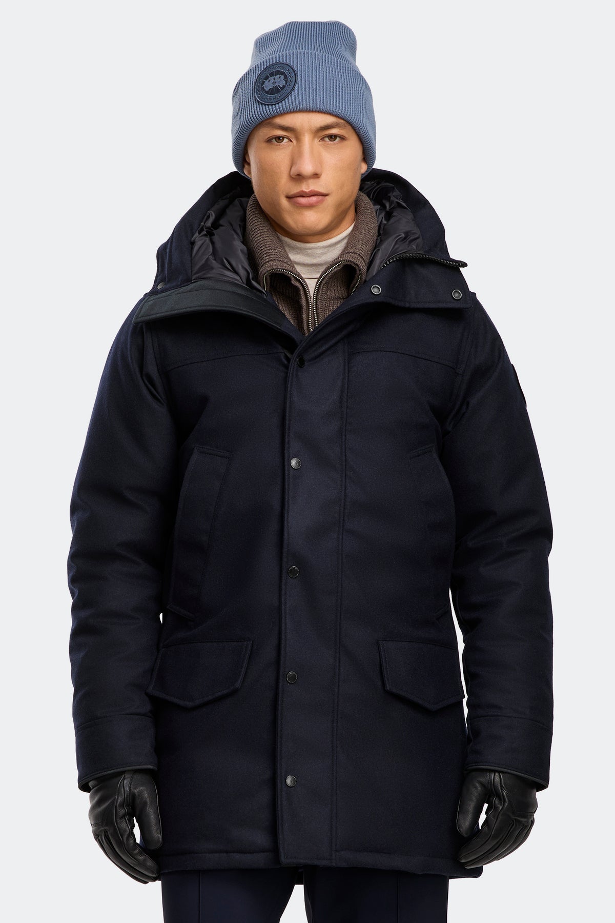 Langford Wool Parka - Atlantic Navy Melange 1161 - on_front_closed_01