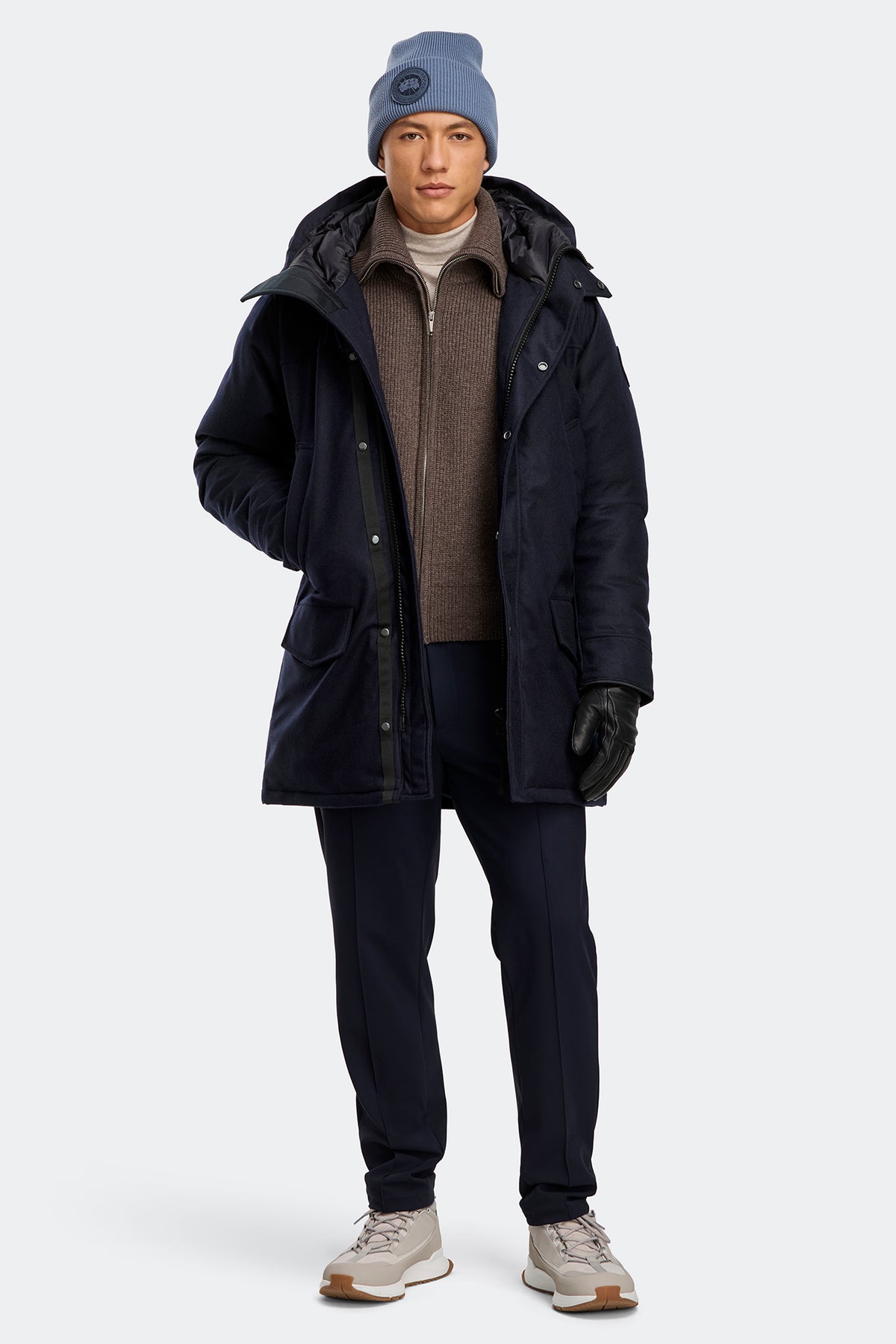 Langford Wool Parka - Atlantic Navy Melange 1161 - on_full_body_01