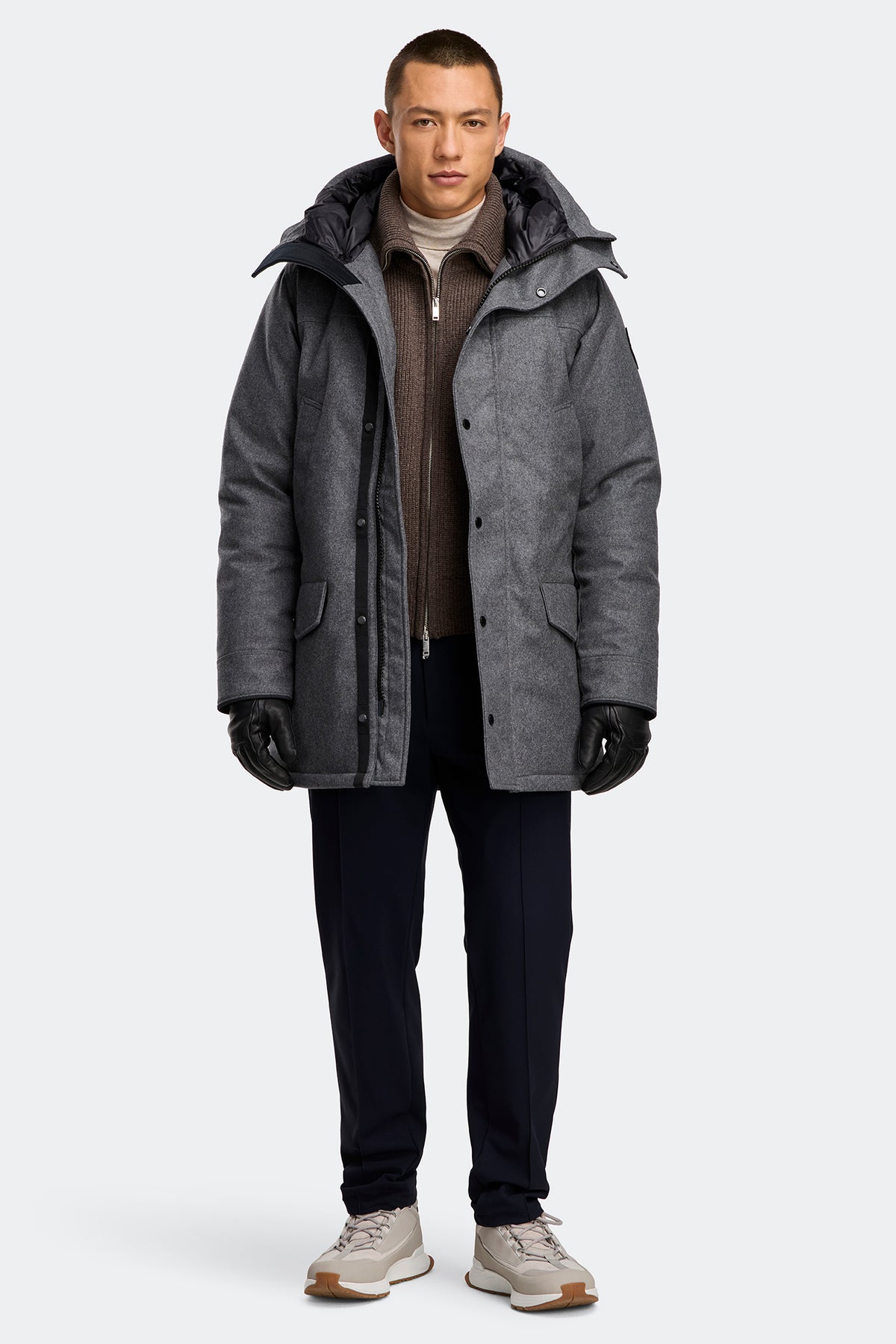 Langford Wool Parka - Slate Grey Melange 1551 - on_full_body_01