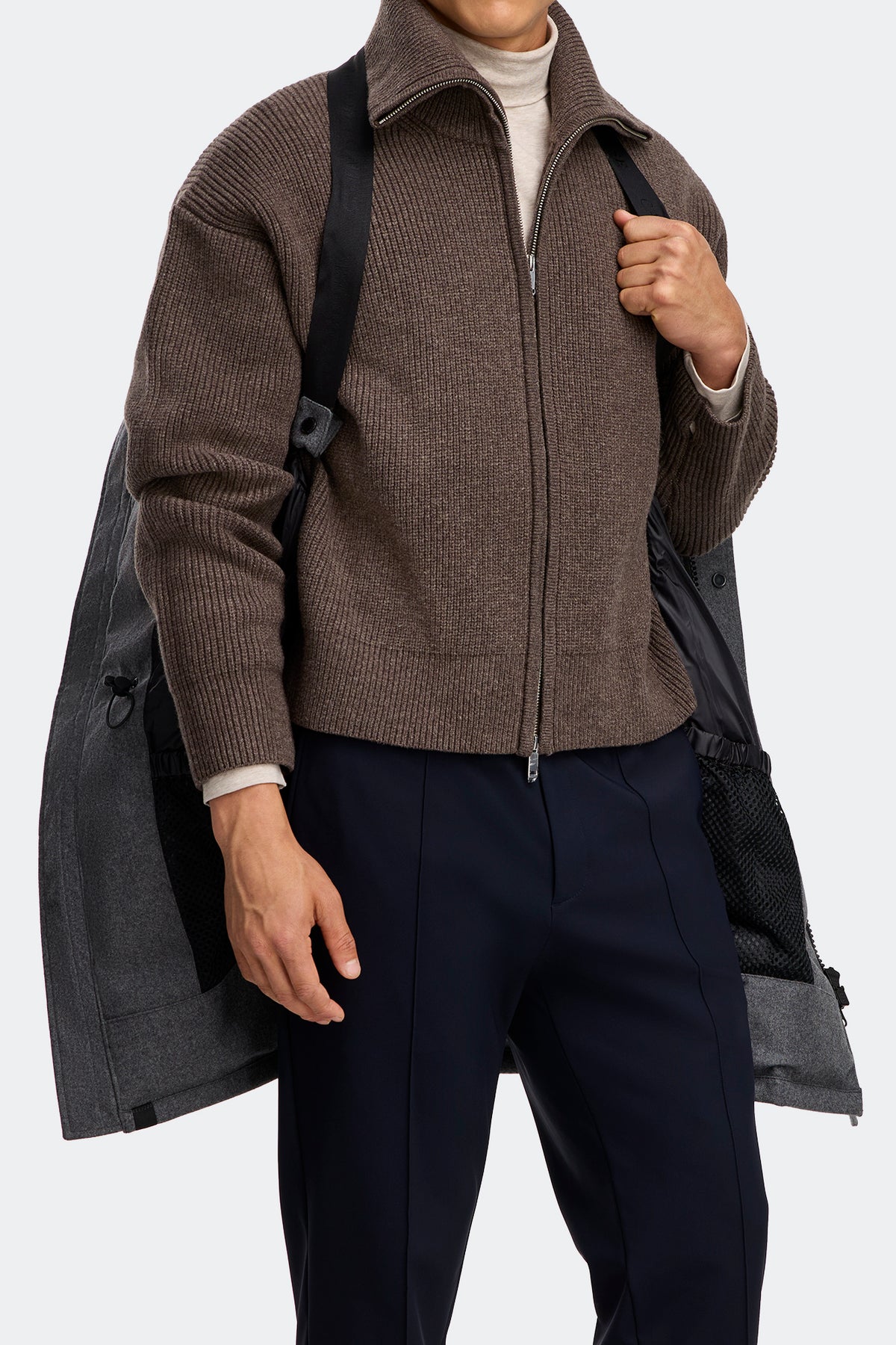 Langford Wool Parka - Slate Grey Melange 9312 - on_detail_01