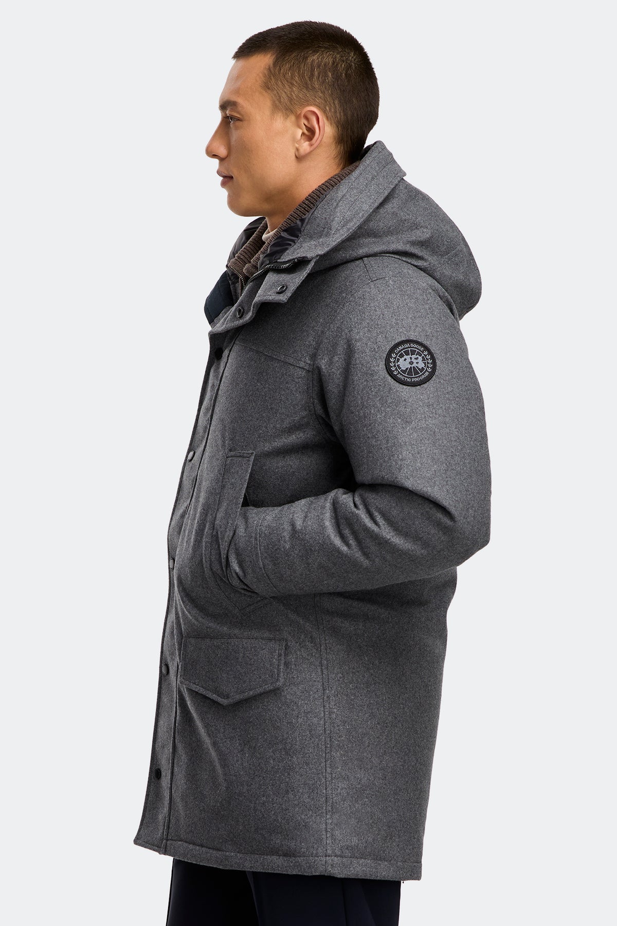 Langford Wool Parka - Slate Grey Melange 9312 - on_side_01