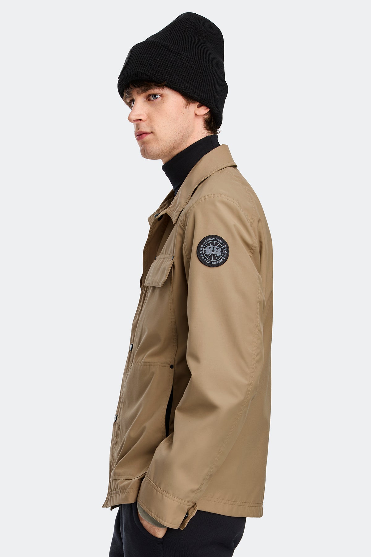 Burnaby Lightweight Chore Coat Black Disc - Desert Sand 1483 - on_side_01