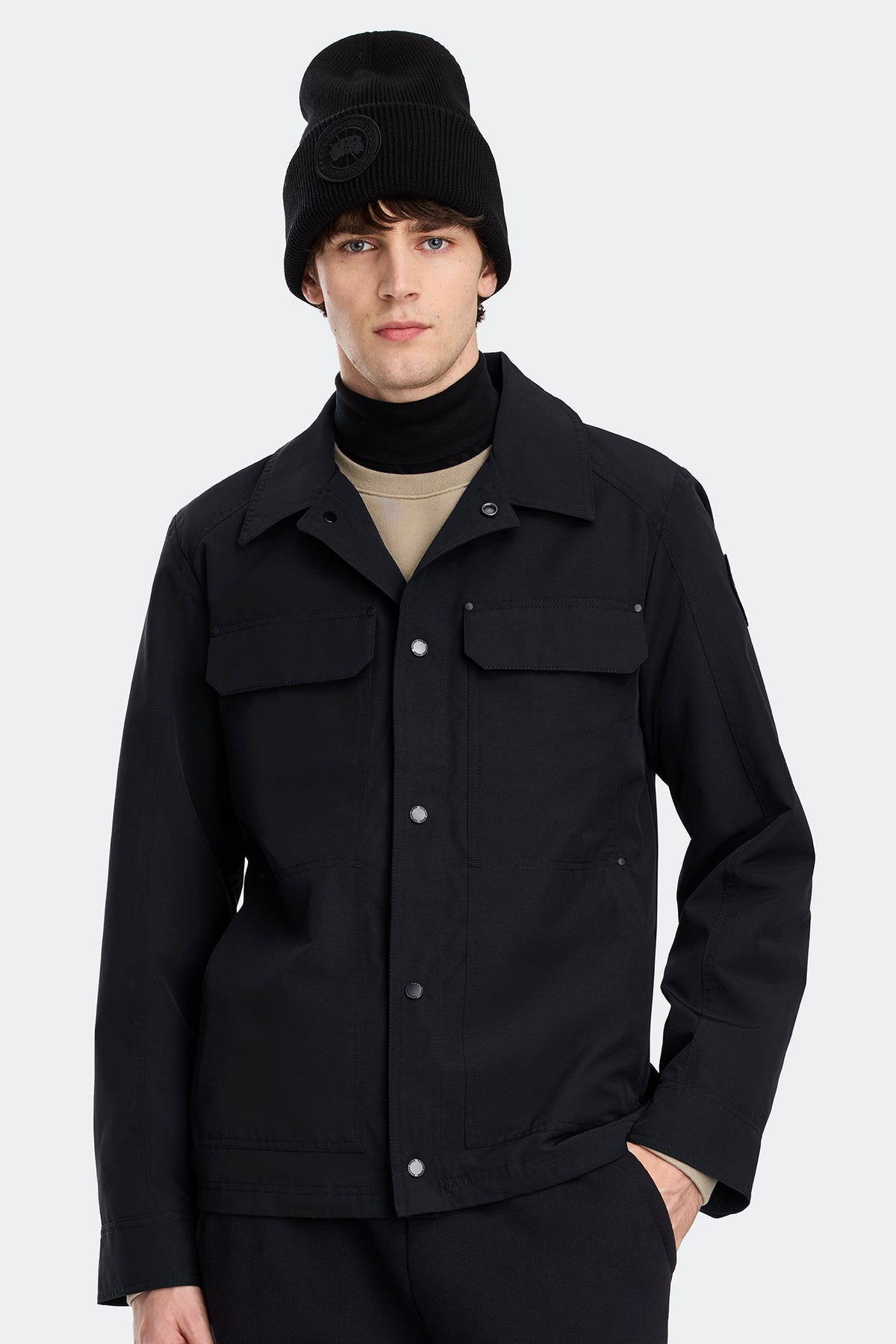 Burnaby Lightweight Chore Coat Black Disc - Black 61 - on_front_closed_01